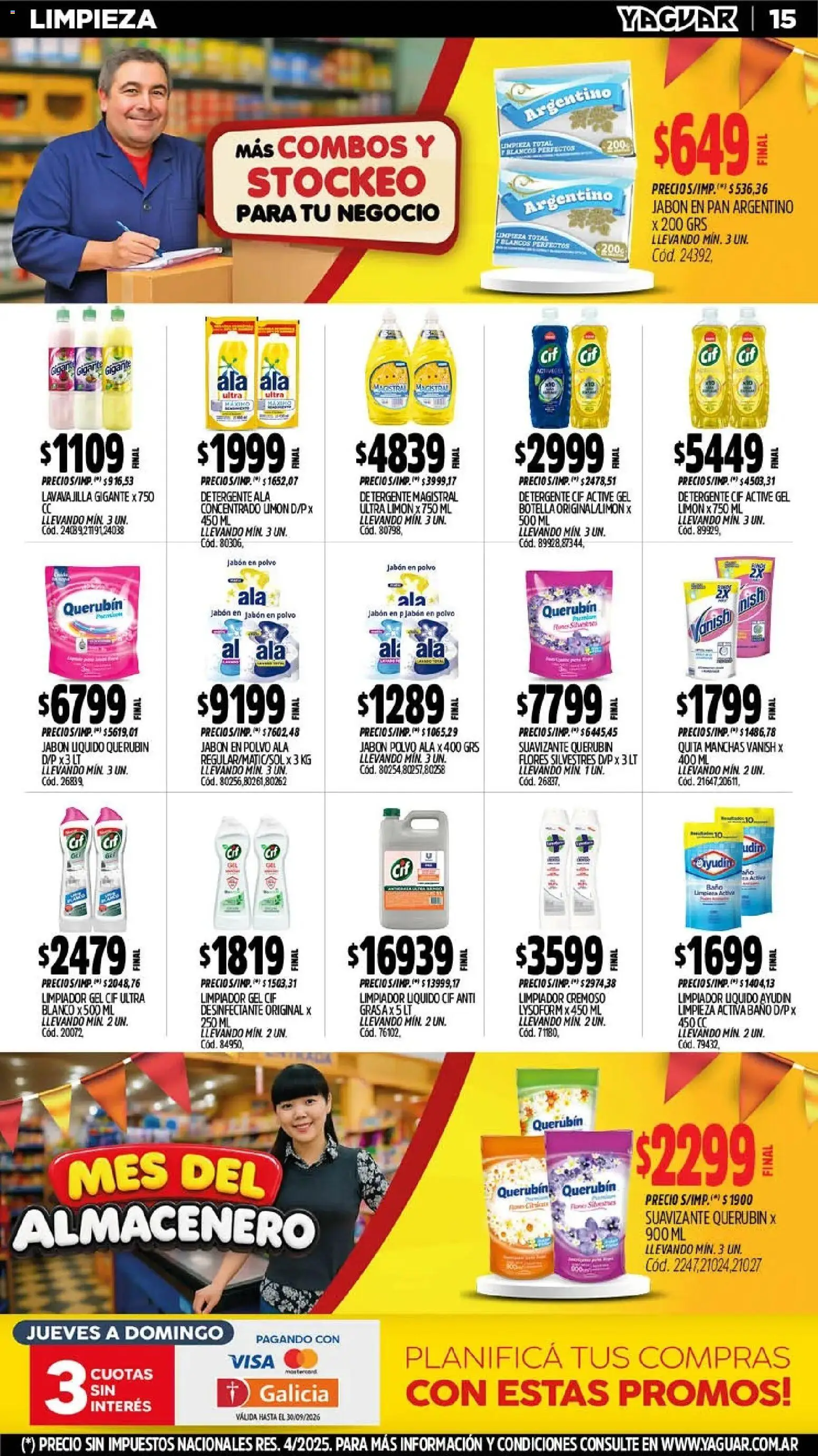 Yaguar - Oferta Semanal Neuquen │ válido desde el 28/09/2026 | Página: 15 | Productos: Baño, Jabón líquido, Jabón, Pan