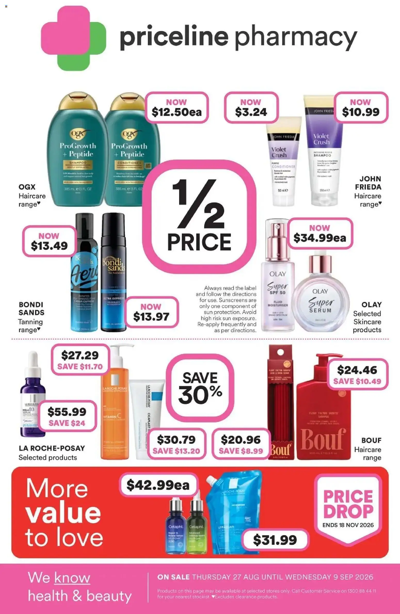 Priceline Pharmacy catalogue - valid from 27/08/2026 | Page: 1 | Products: Shampoo, Conditioner, Moisturiser, Vitamin