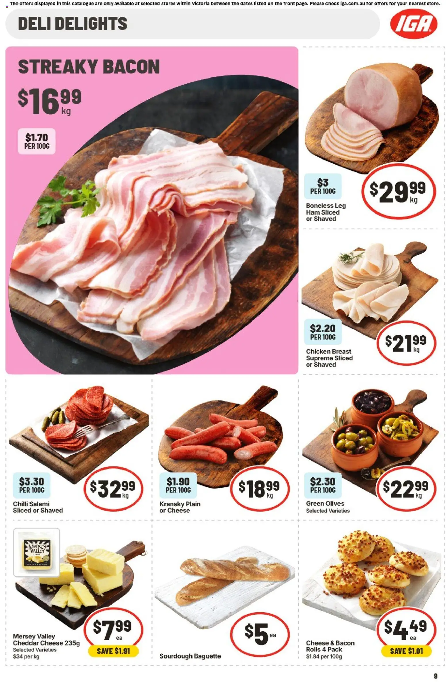 IGA catalogue - valid from 17.06.2026 | Page: 9 | Products: Bacon, Salami, Ham, Chicken