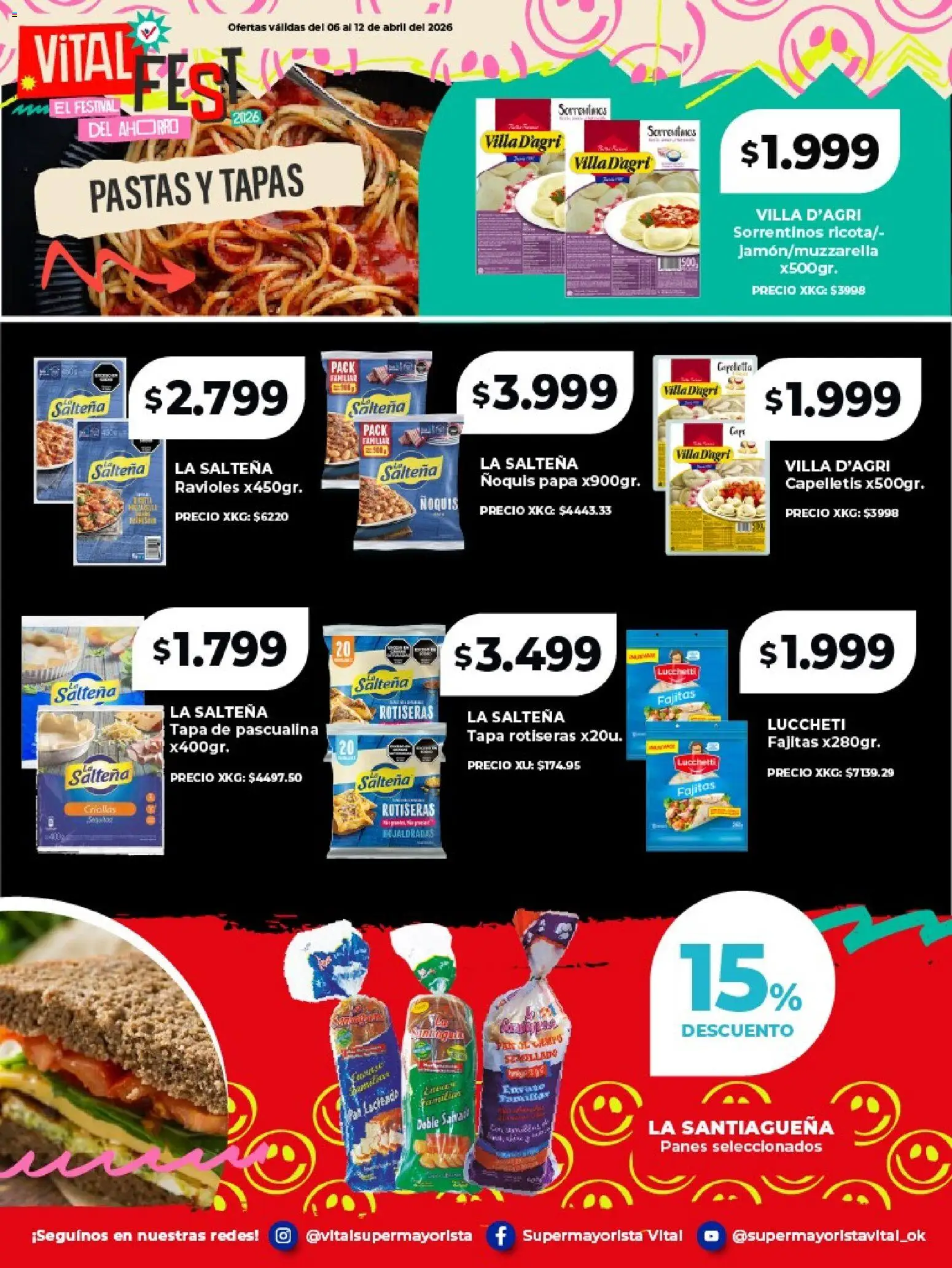 Vital - Especial de frescos │ válido desde el 06/04/2026 | Página: 4 | Productos: Papa, Pan, Ravioles, Ñoquis