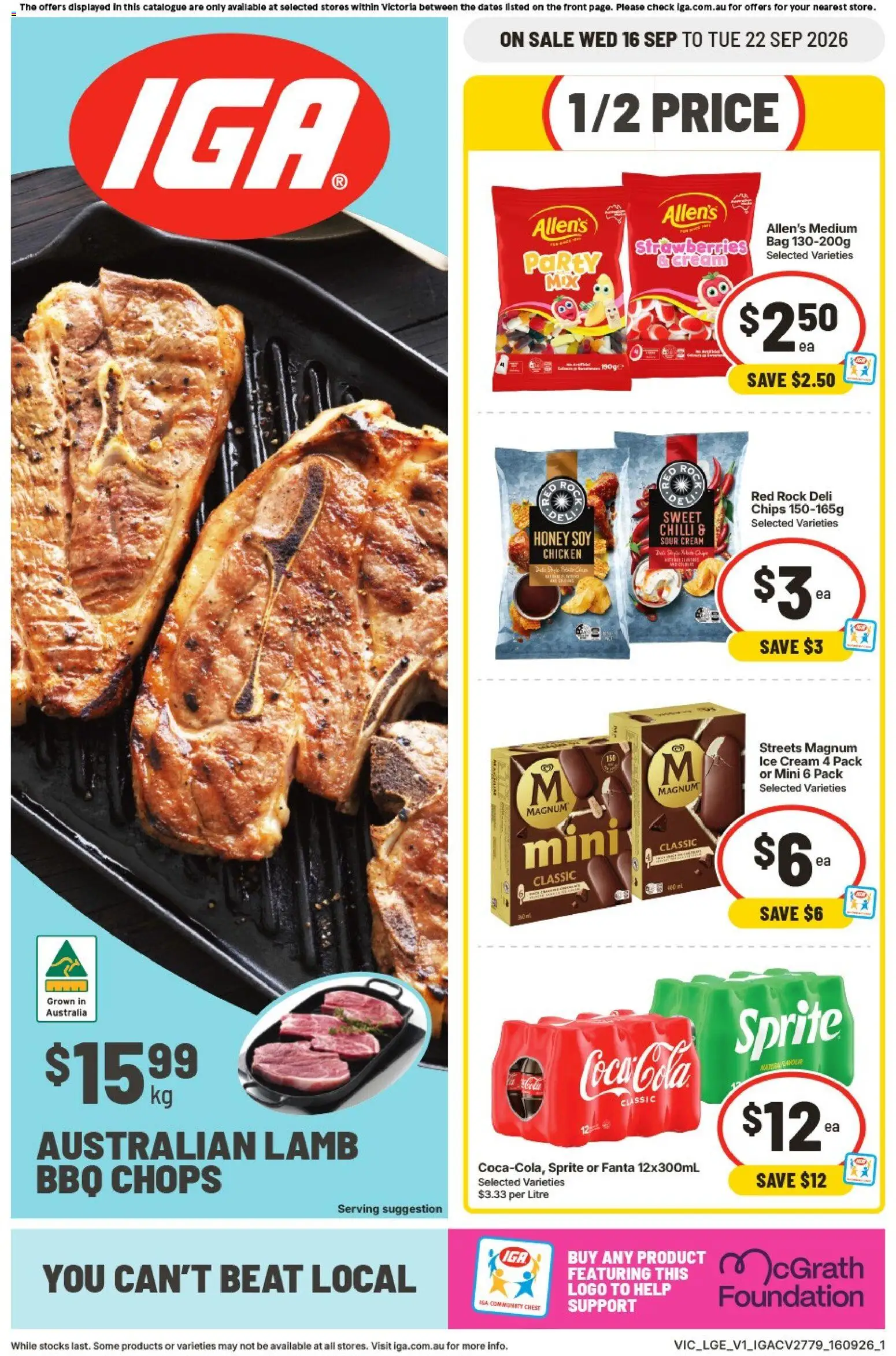 IGA catalogue - valid from 16/09/2026 | Page: 1 | Products: Lamb, Sour cream, Strawberries, Cream