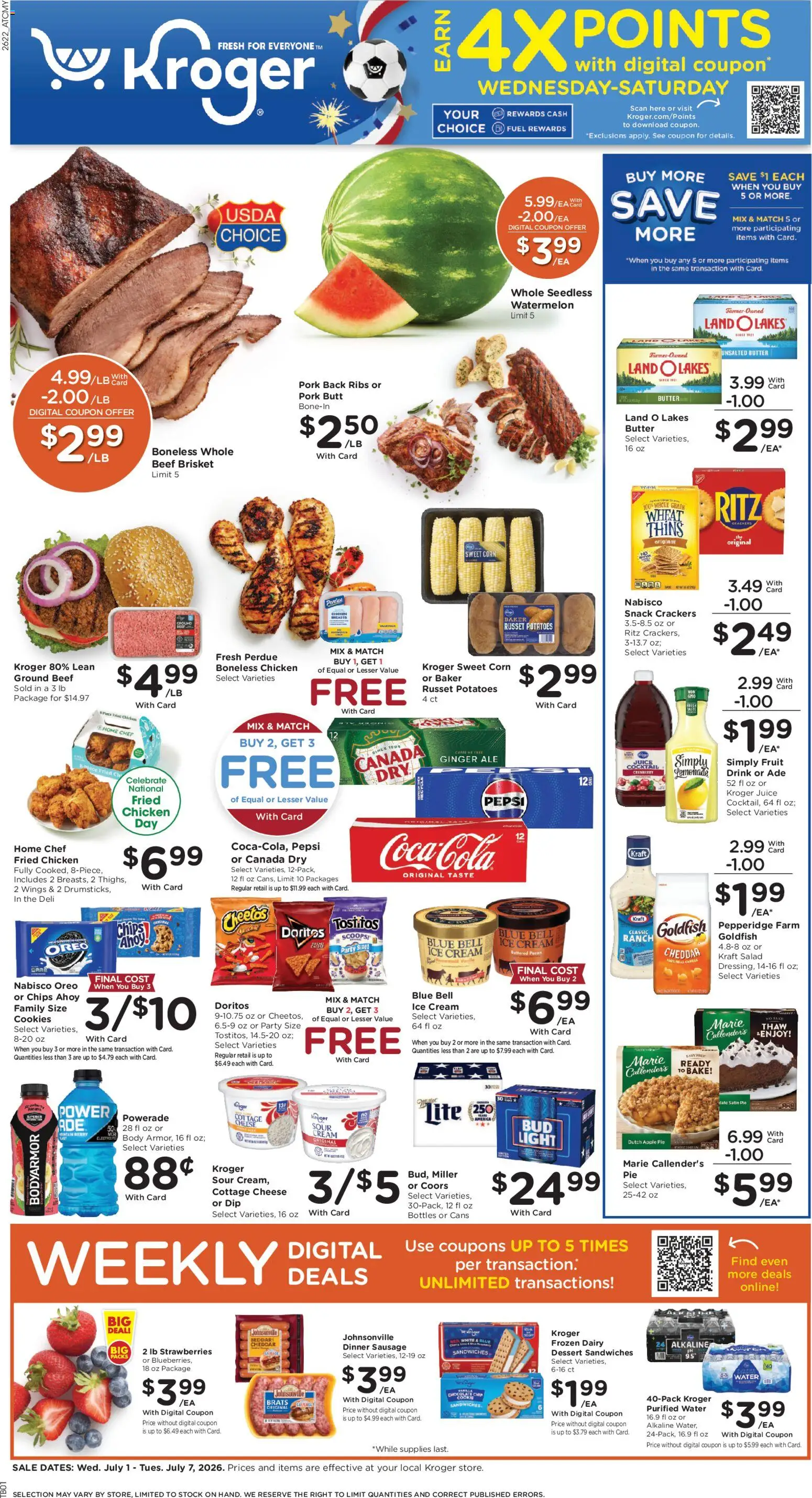 Kroger Weekly Ad - valid from 07/01/2026 | Page: 1 | Products: Chocolate, Chips, Cream, Cookies