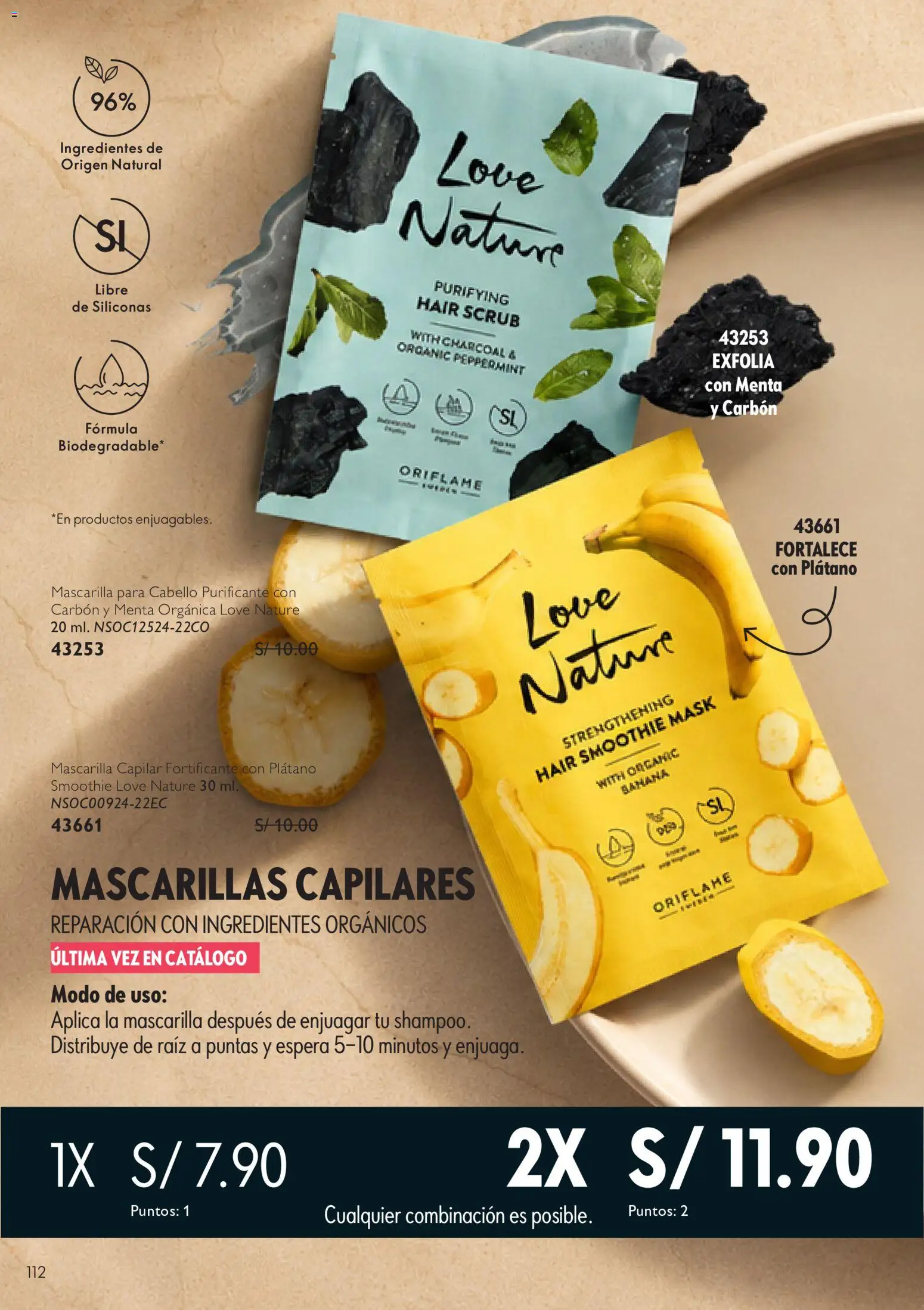 Catálogo Oriflame válido desde 12/09/2026 | Página: 112 | Productos: Mascarilla capilar, Mascarillas, Carbón, Ingredientes