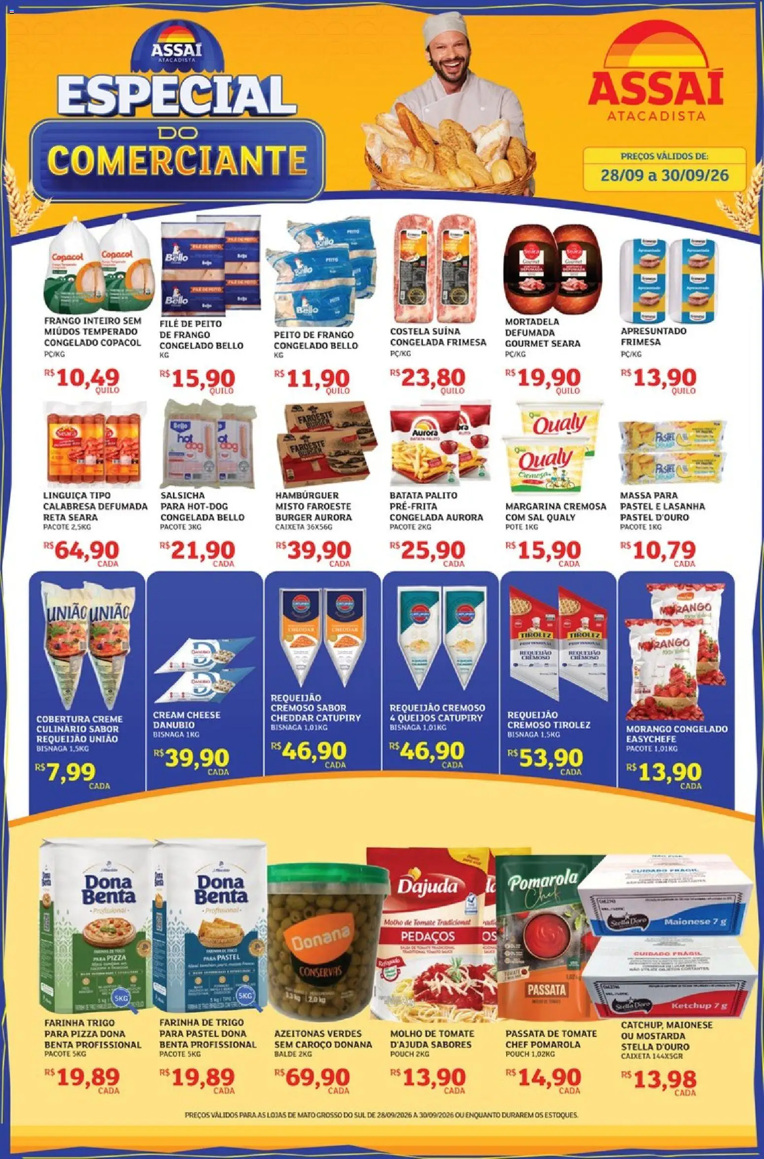 Assaí Atacadista Folheto - válido de 28/09/2026 | Página: 1 | Produtos: Tomate, Cheddar, Lasanha, Frango