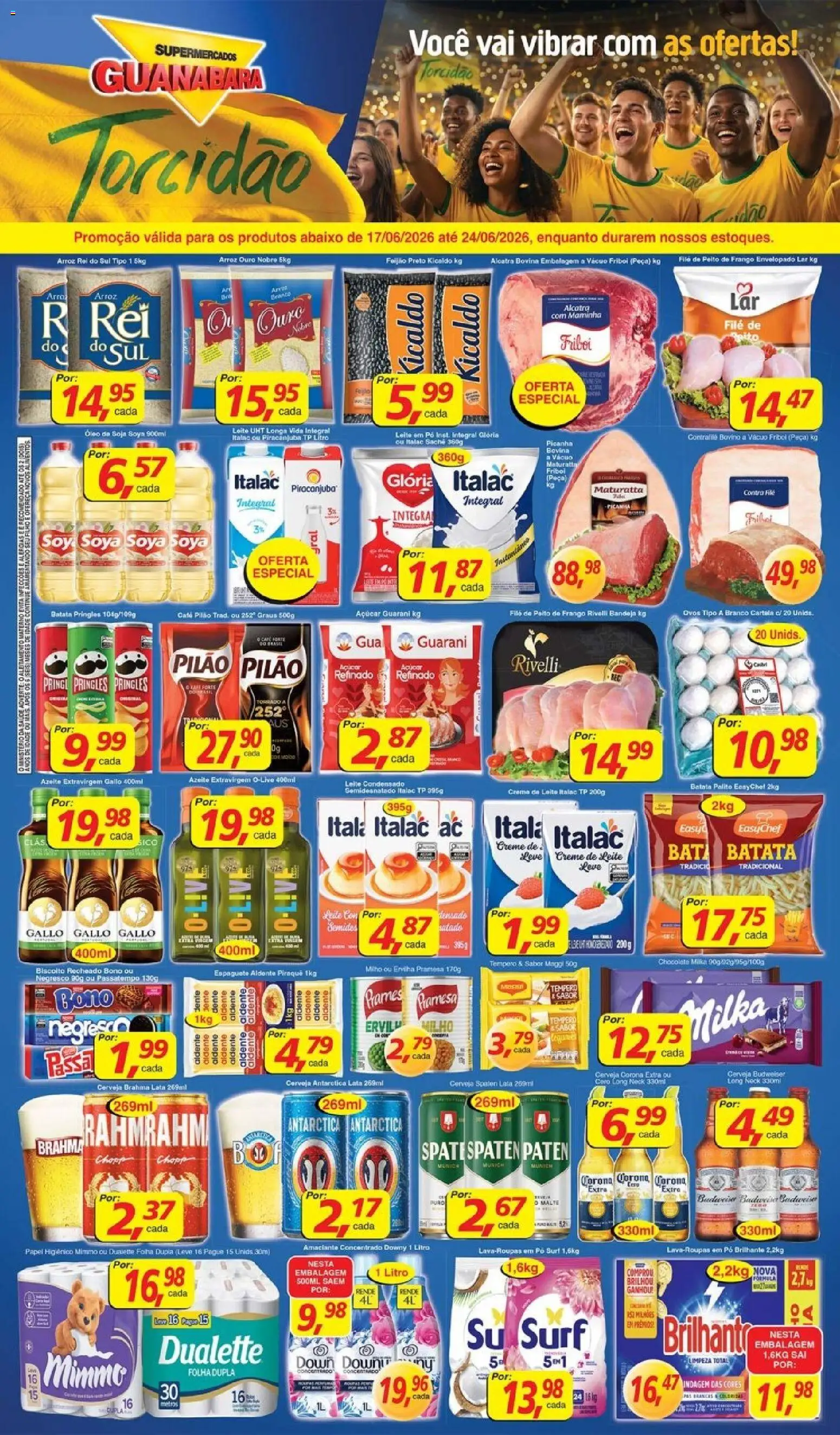 Supermercados Guanabara Folheto - válido de 17.06.2026 | Página: 1 | Produtos: Picanha, Arroz, Creme, Leite condensado