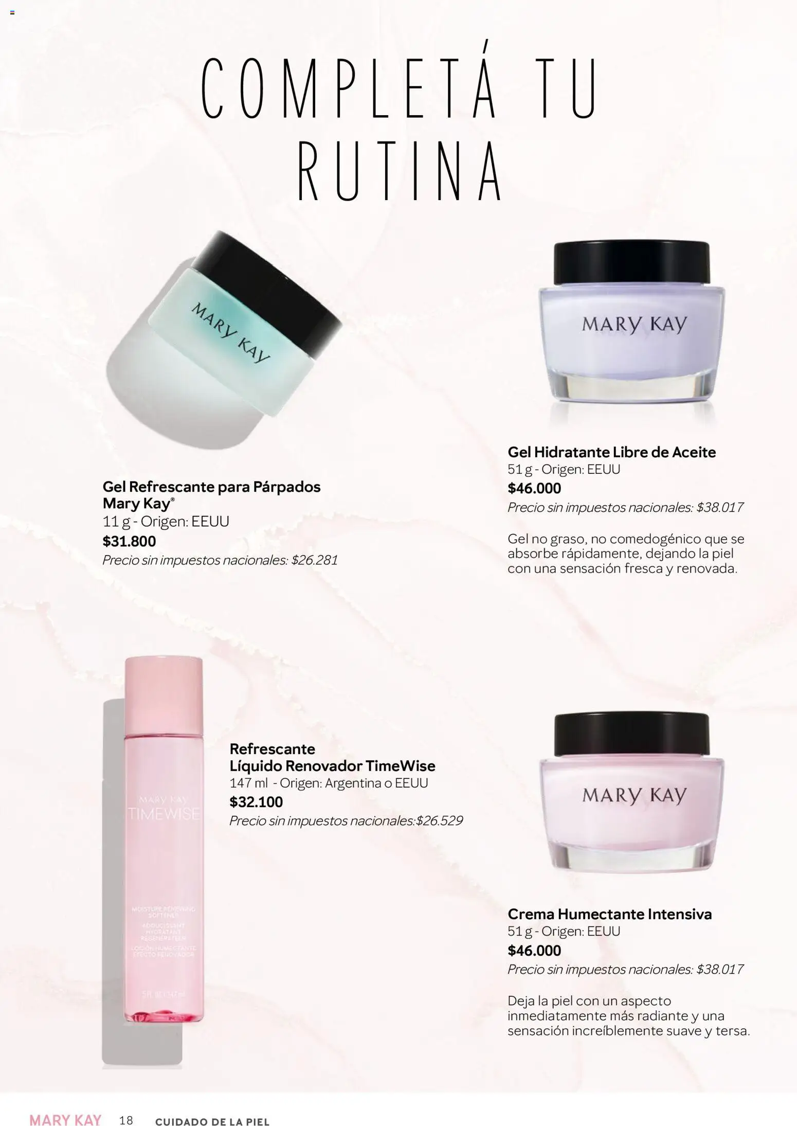 Mary Kay - Catálogo │ válido desde el 01/09/2026 | Página: 18 | Productos: Gel refrescante, Aceite, Radiante, Crema