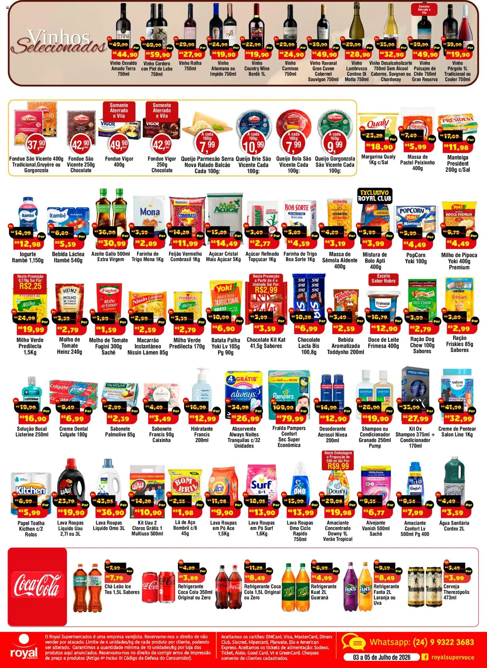 Royal Supermercados Folheto - válido de 03/07/2026 | Página: 2 | Produtos: Fralda pampers, Cerveja, Chá, Pipoca
