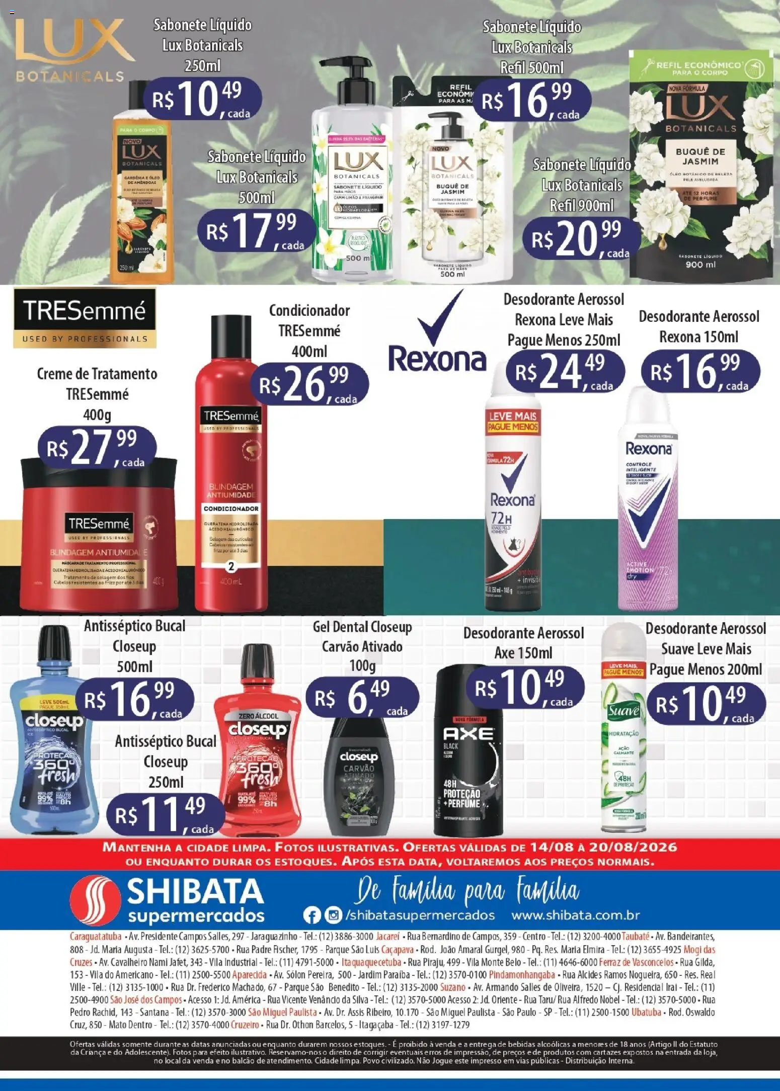 Shibata Folheto - válido de 14/08/2026 | Página: 4 | Produtos: Álcool, Sabonete, Rexona, Sabonete líquido