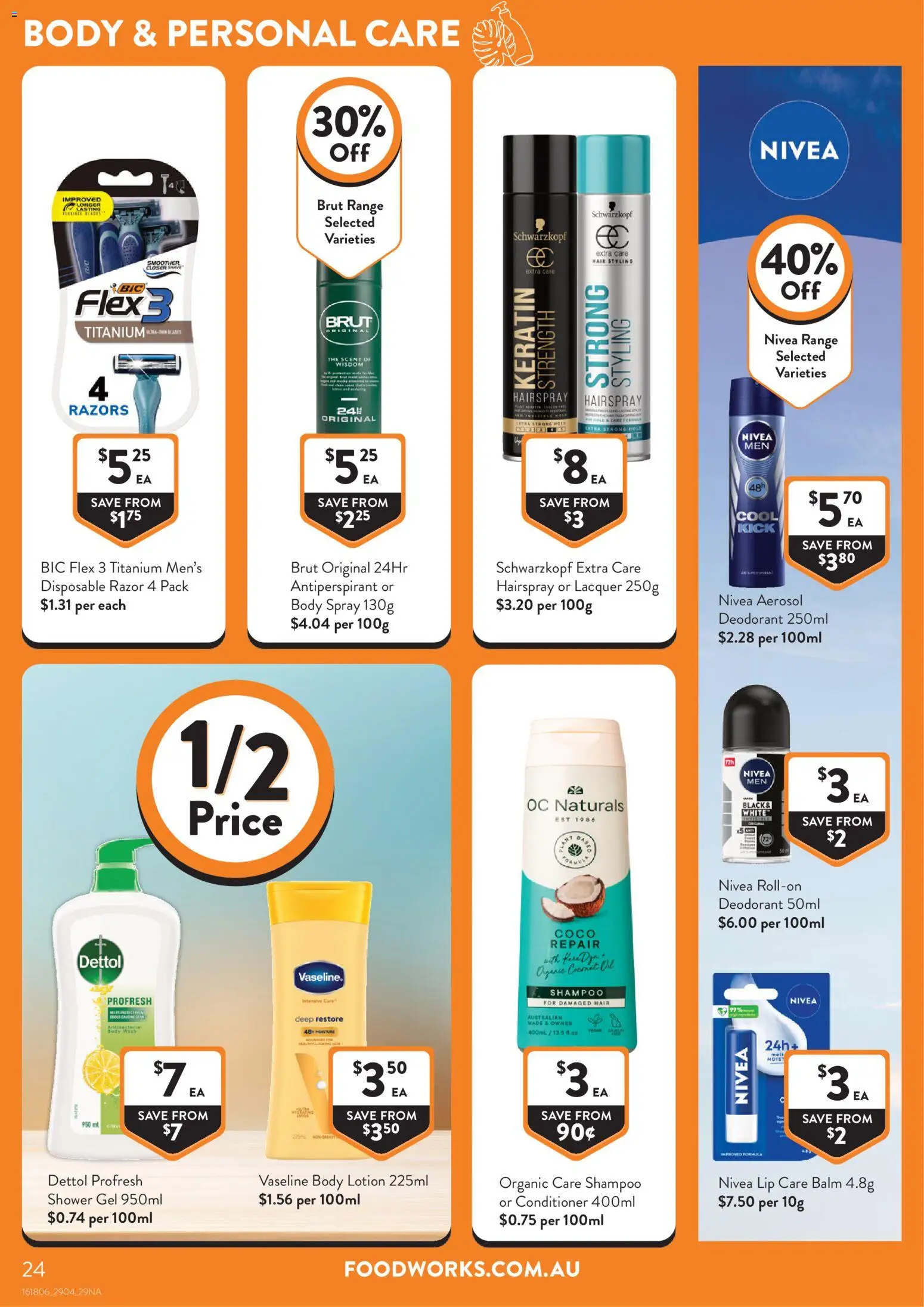 Foodworks catalogue - valid from 29.04.2026 | Page: 24 | Products: Shower, Deodorant, Body lotion, Vaseline