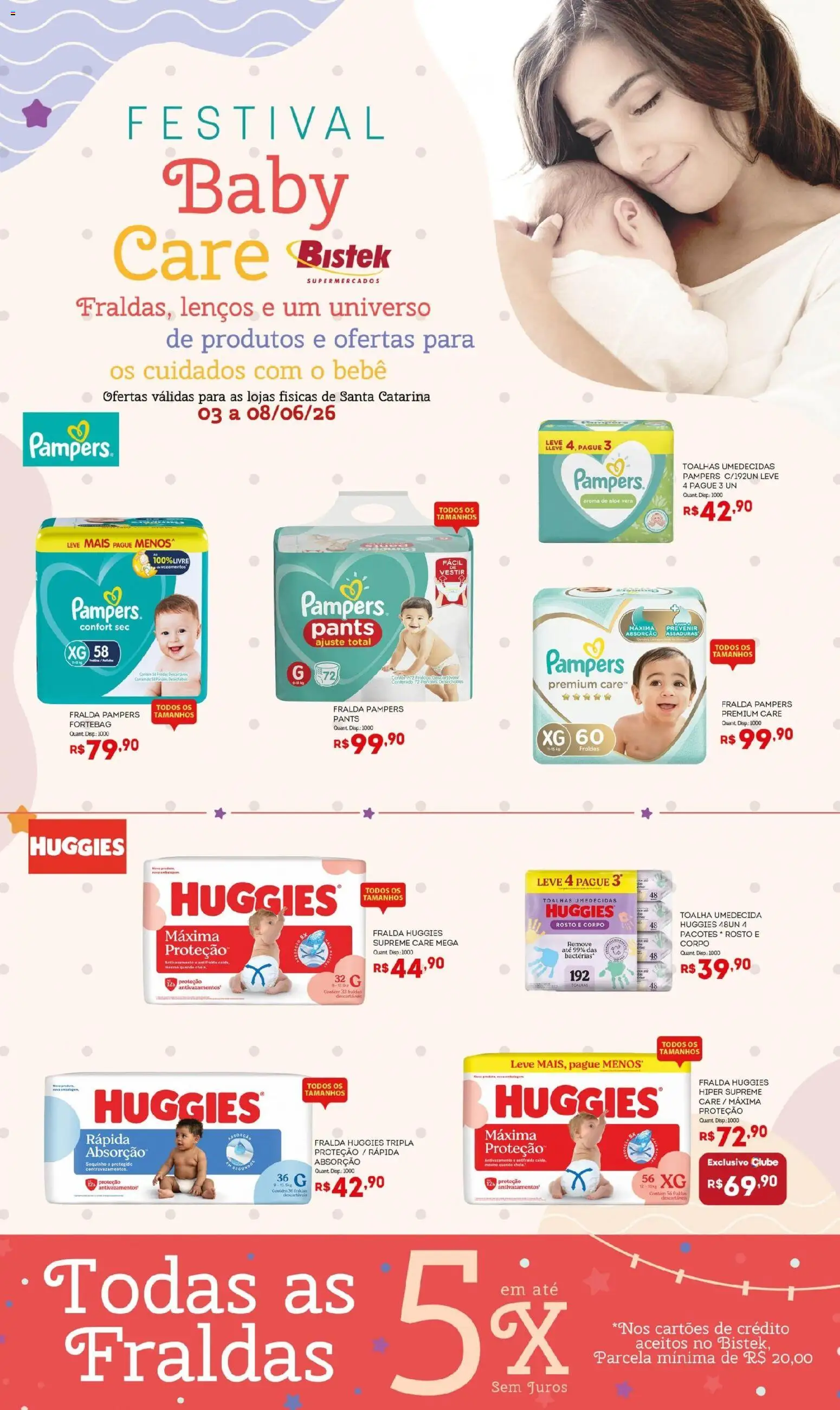 Bistek Supermercados Folheto - válido de 03.06.2026 | Página: 1 | Produtos: Fralda pampers, Pampers, Fraldas, Toalha umedecida