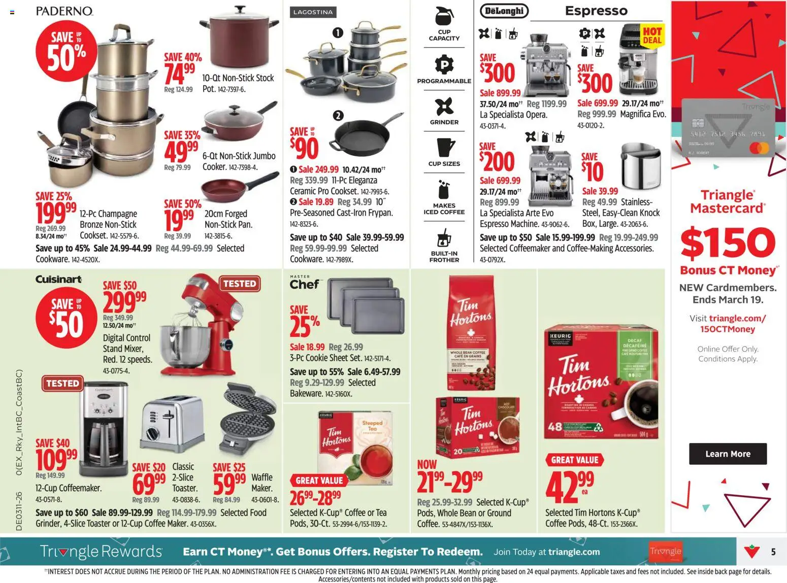 Canadian Tire flyer valid from 12.03.2026 | Page: 5 | Products: Tea, Toaster, Coffee, Chocolate