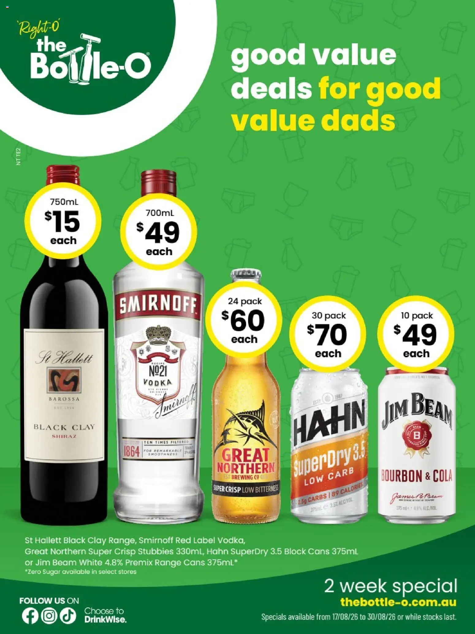 The Bottle-O catalogue - valid from 17/08/2026 | Page: 1 | Products: Jim Beam, Vodka, Sugar, Clay