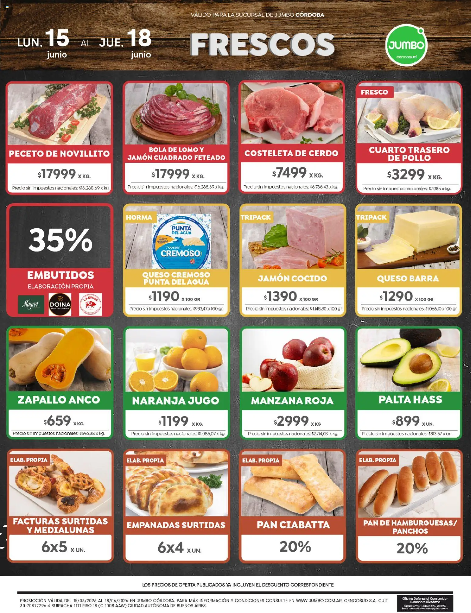 Jumbo - Ofertas | Córdoba │ válido desde el 15.06.2026 | Página: 1 | Productos: Teléfono, Manzana, Palta, Queso
