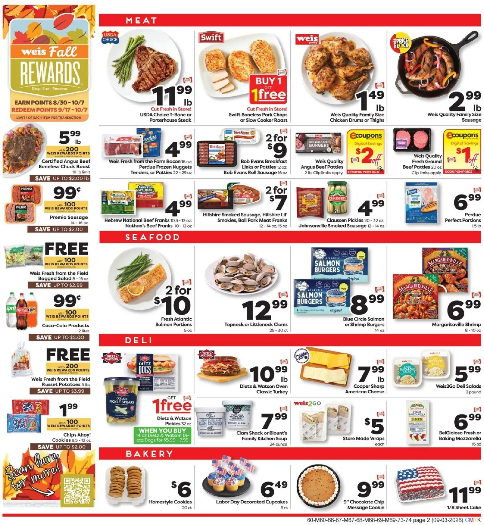 Weis Weekly Ad - valid from 09/03/2026 | Page: 2 | Products: Cookies, Chocolate Chip, Mozzarella, Sheet