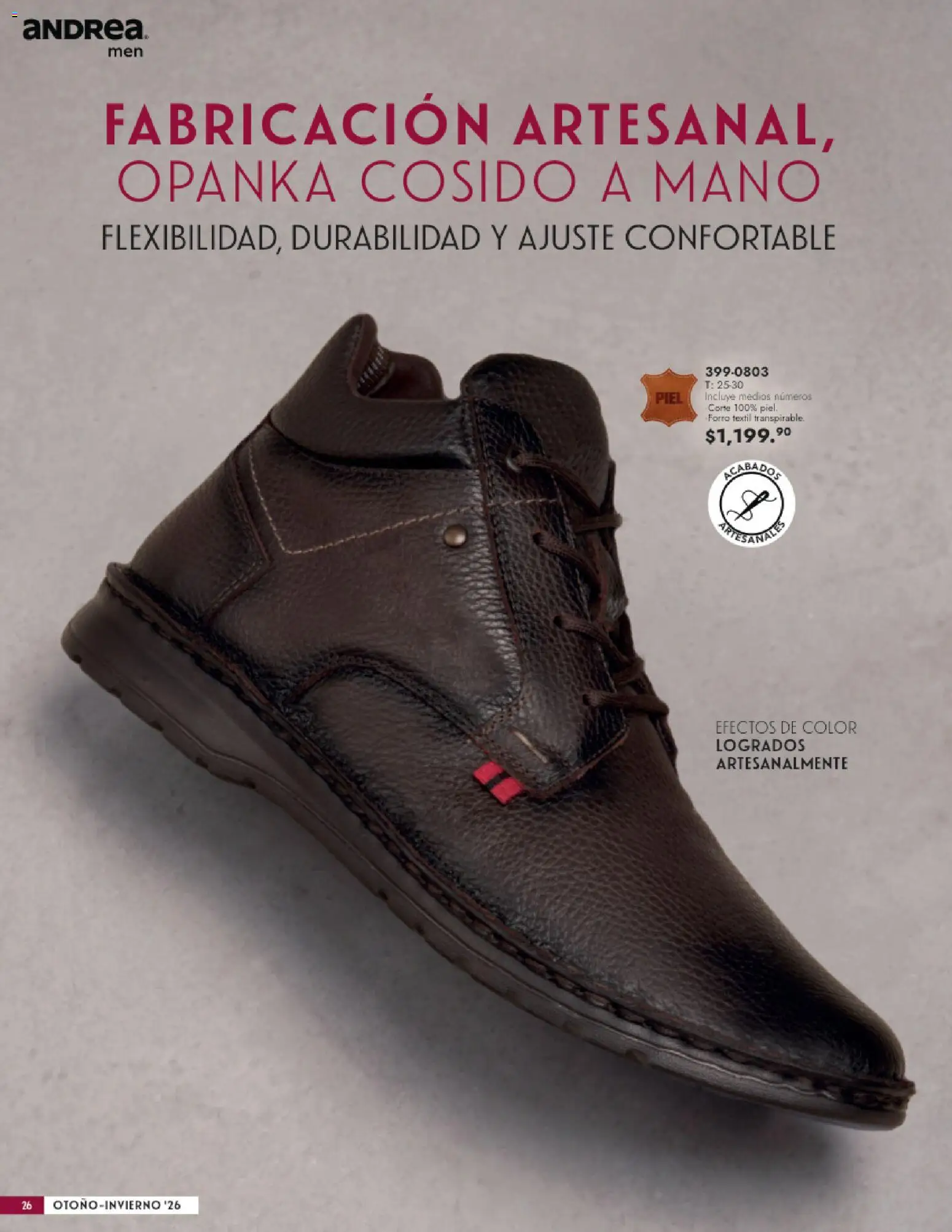 Nuevas ofertas de Andrea válidas en toda la República Mexicana desde el 23/08/2026. ¡Encuentra las mejores ofertas en Andrea catálogo Calzado Caballero! | Página: 26