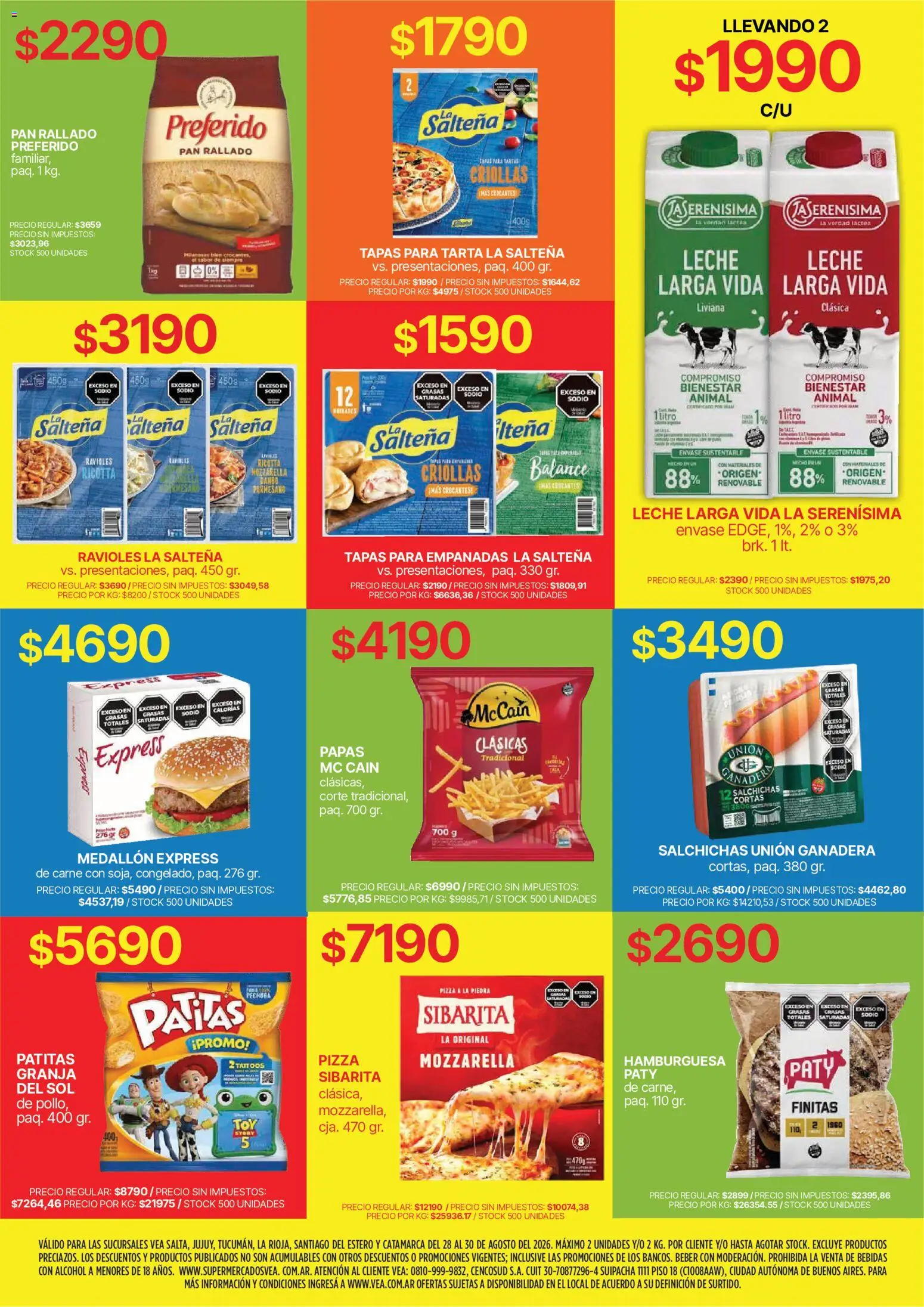 Vea - Fin de semana de ahorro | NOA │ válido desde el 28/08/2026 | Página: 8 | Productos: Mozzarella, Milanesas, Bebidas, Alcohol