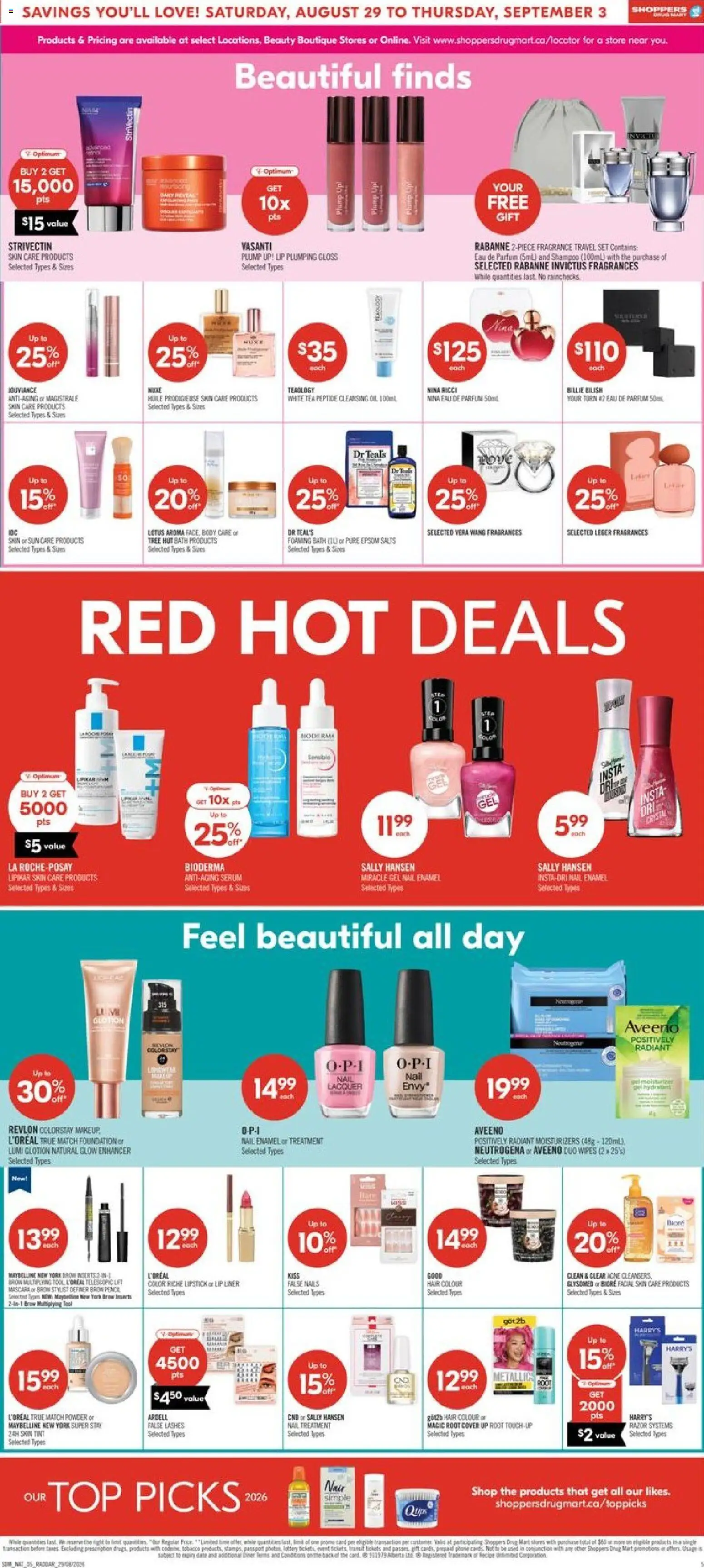 Shoppers flyer valid from Aug 29, 2026 | Page: 11 | Products: Lotus, Mascara, Shampoo, Bath