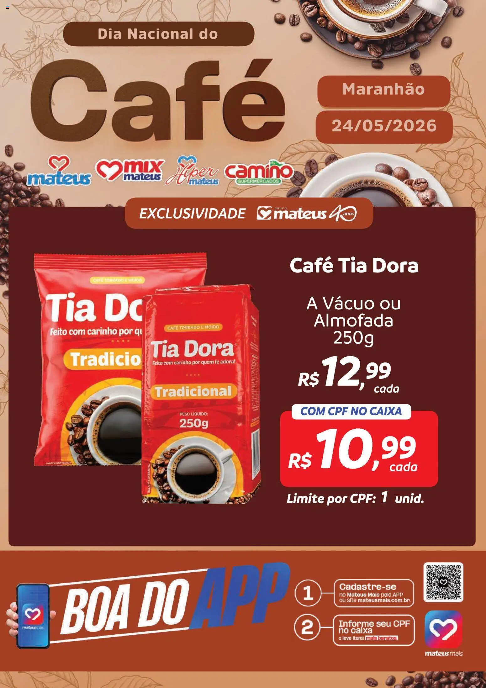 Mateus Folheto - válido de 24.05.2026 | Página: 1 | Produtos: Almofada, Caixa, Café