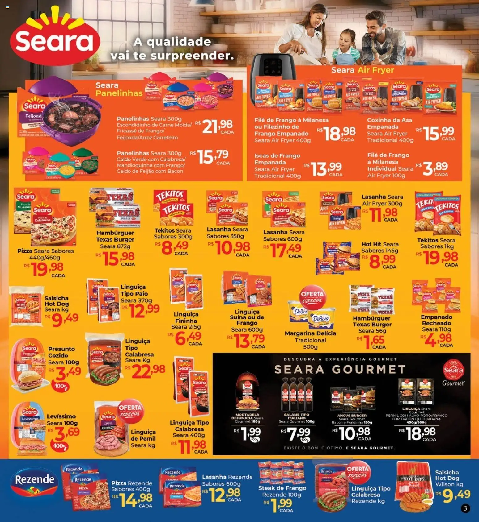 Supermercados Unidos Folheto - válido de 17/07/2026 | Página: 3 | Produtos: Filé de frango, Pizza, Mortadela, Lasanha