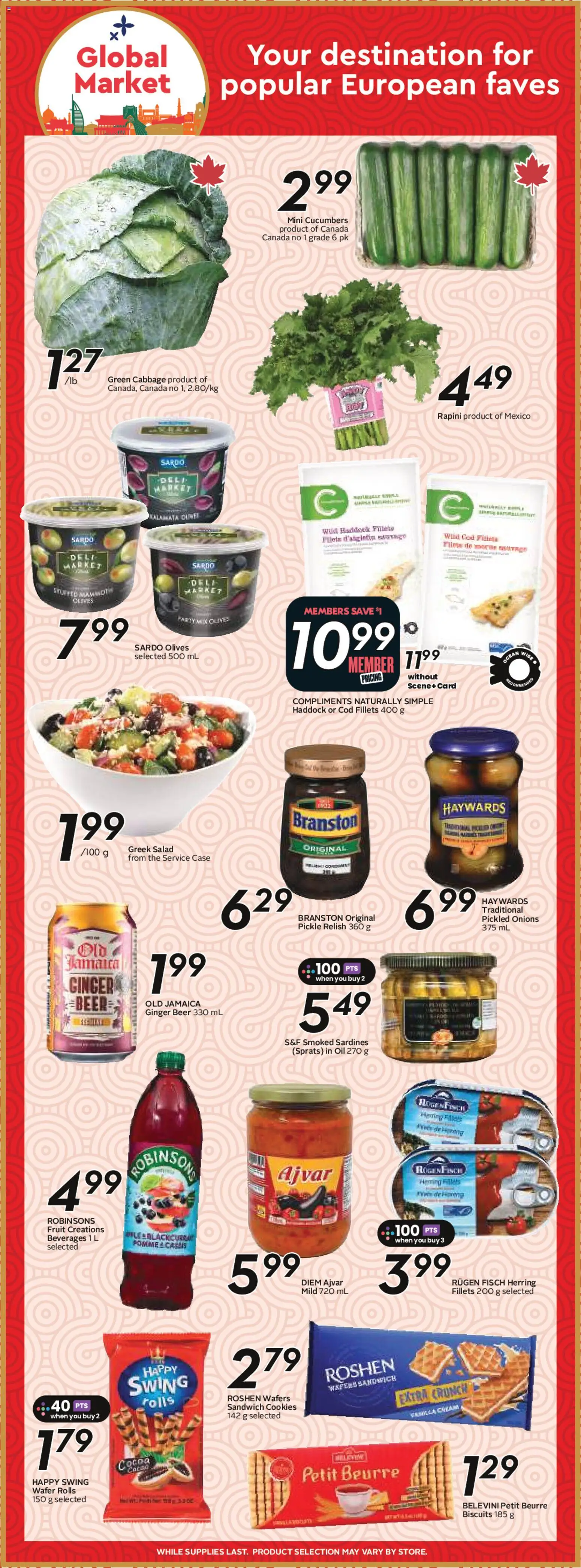 Sobeys flyer valid from 04.06.2026 | Page: 18 | Products: Cucumbers, Salad, Case, Beer