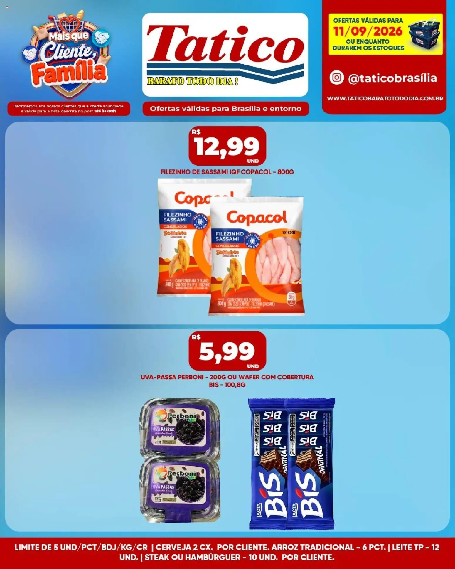 Tatico Folheto - válido de 18/09/2026 | Página: 8 | Produtos: Steak, Cerveja, Arroz, Hambúrguer