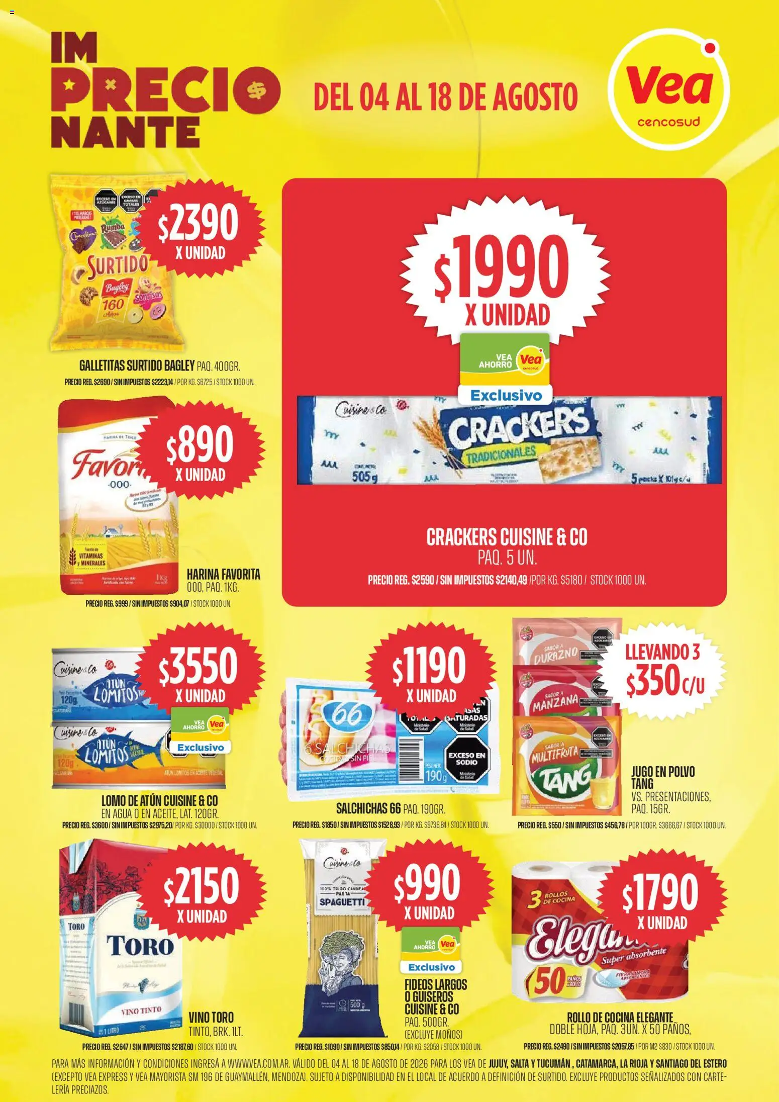 Vea ofertas │ válido desde el 04/08/2026 | Página: 1 | Productos: Galletitas, Durazno, Jugo, Fideos