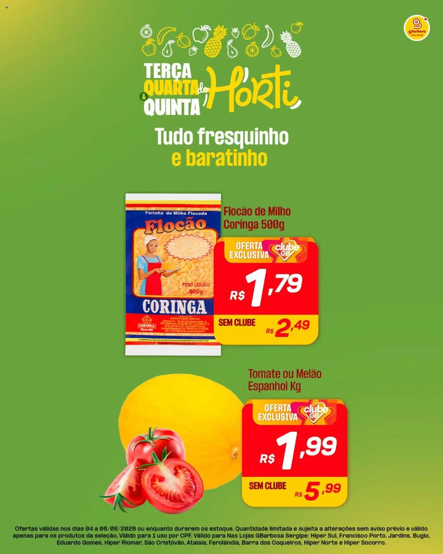 Gbarbosa Folheto - válido de 04/08/2026 | Página: 1 | Produtos: Melão