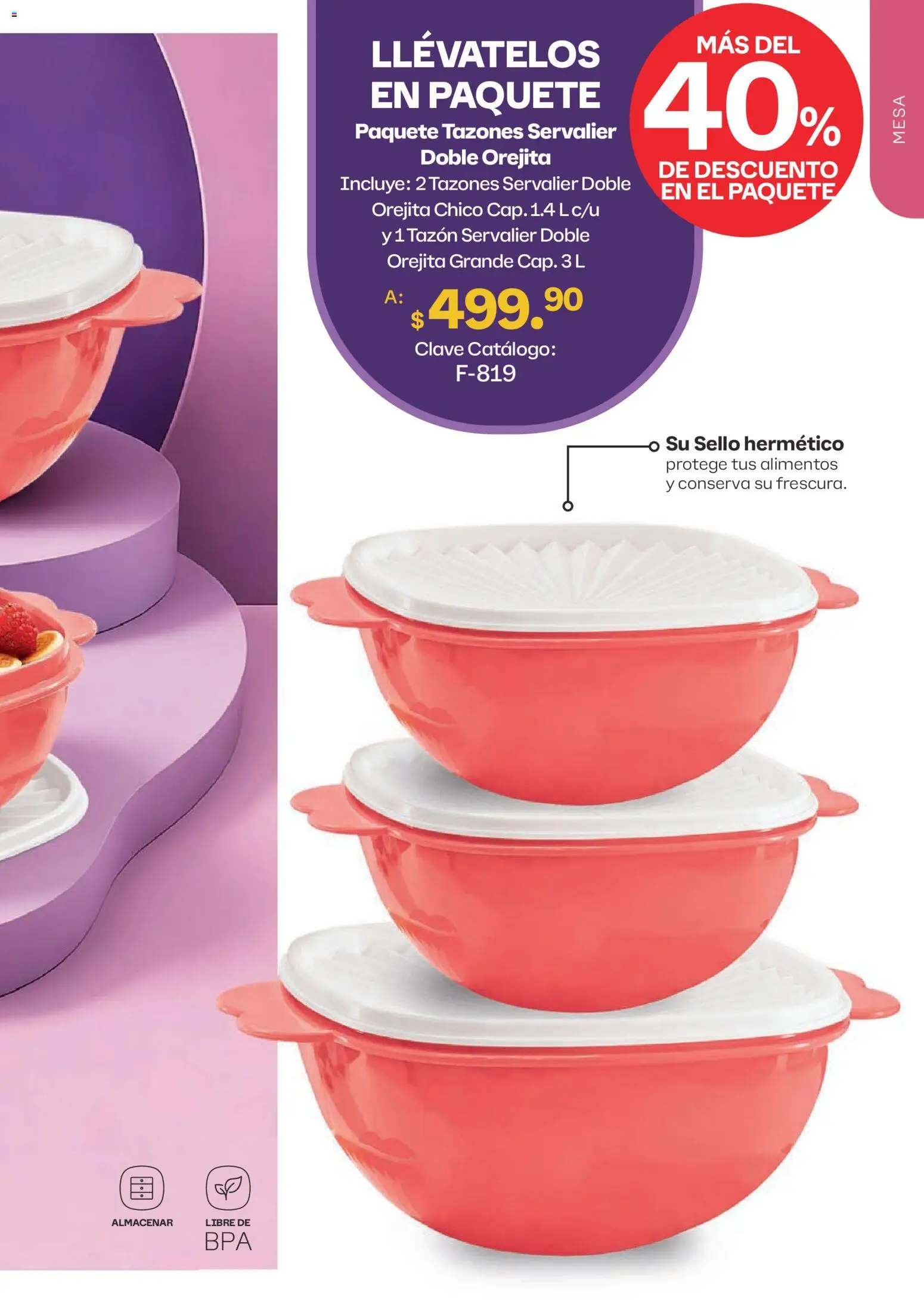 Nuevas ofertas de Tupperware válidas en toda la República Mexicana desde el 13/07/2026. ¡Encuentra las mejores ofertas en Tupperware catálogo! | Página: 107 | Productos: Mesa