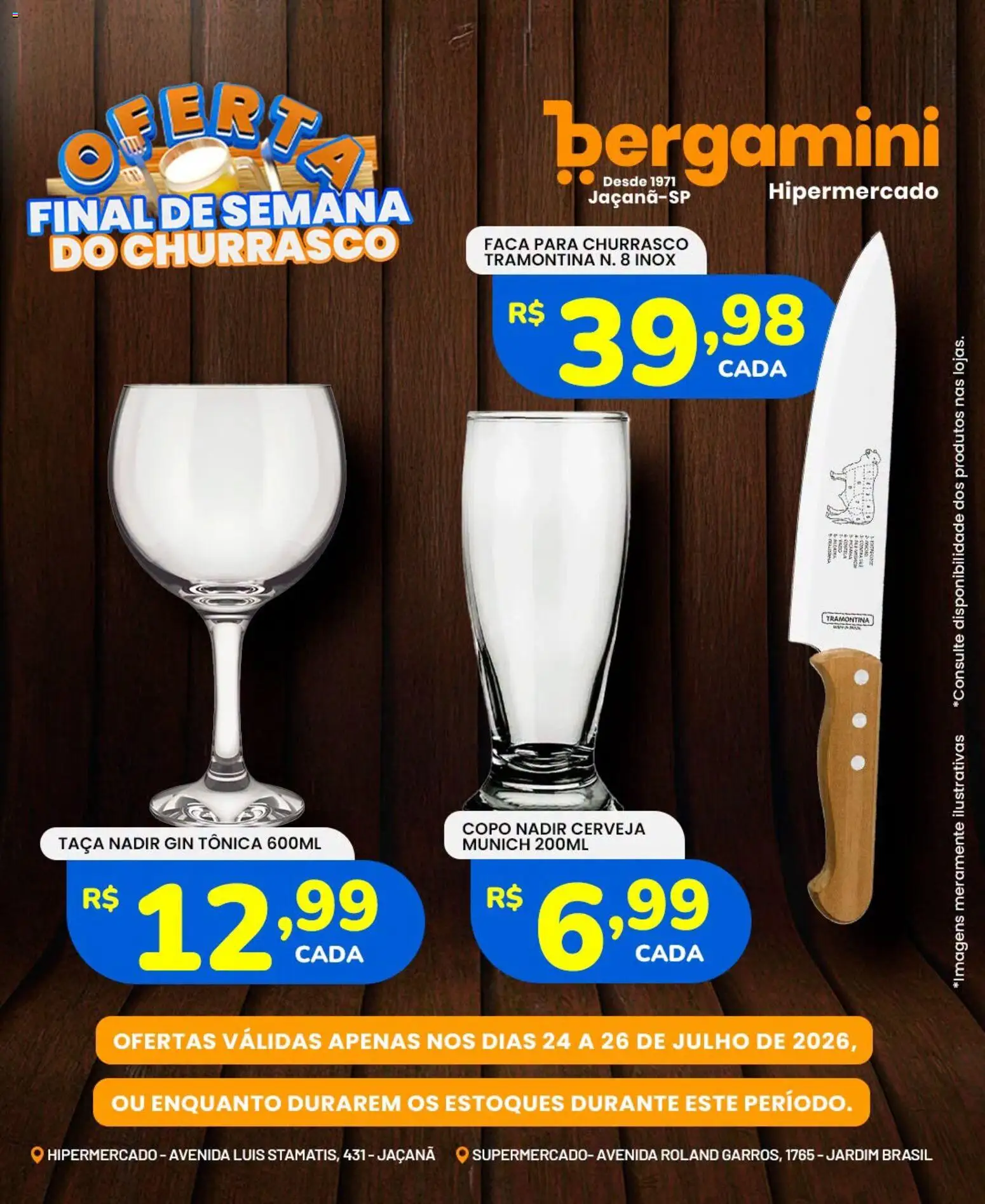 Supermercado Bergamini Folheto - válido de 24/07/2026 | Página: 15 | Produtos: Faca, Cerveja, Gin