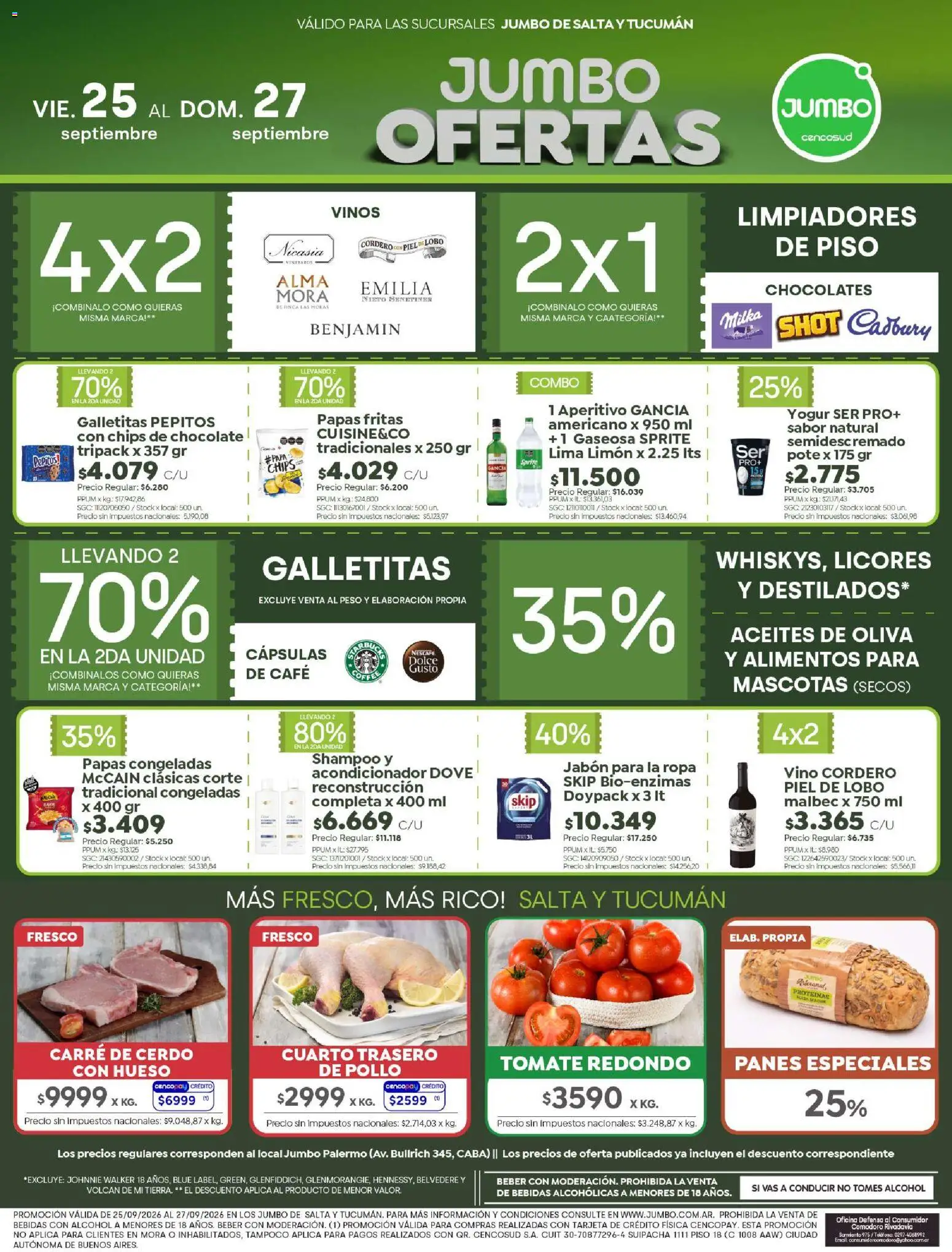 Jumbo - Ofertas | Salta & Tucumán │ válido desde el 25/09/2026 | Página: 1 | Productos: Acondicionador, Oliva, Tomate, Yogur