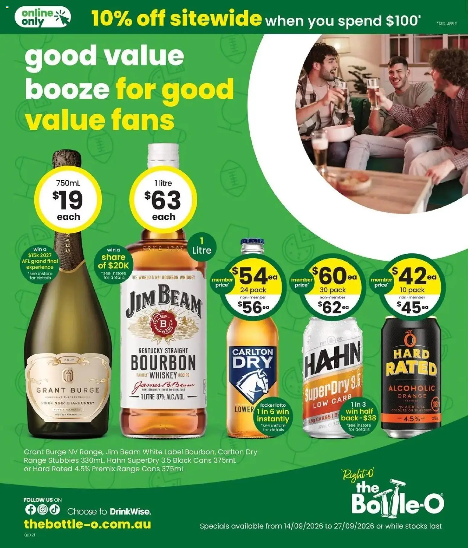 The Bottle-O - Good value booze for good value fans 14/09 - 14/09/2026 > weekly / monthly specials | Page: 1 | Products: Jim Beam, Bourbon, Whiskey