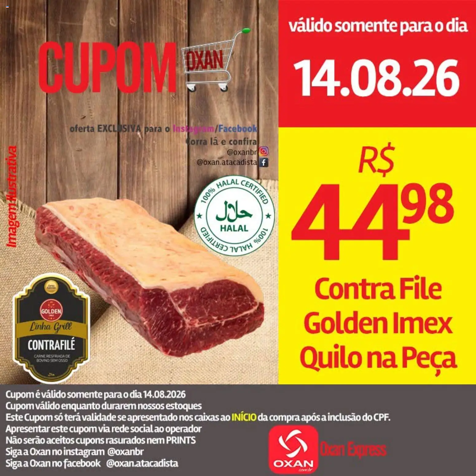 Oxan Atacadista Folheto - válido de 14/08/2026 | Página: 3 | Produtos: Grill, Contra filé, Carne