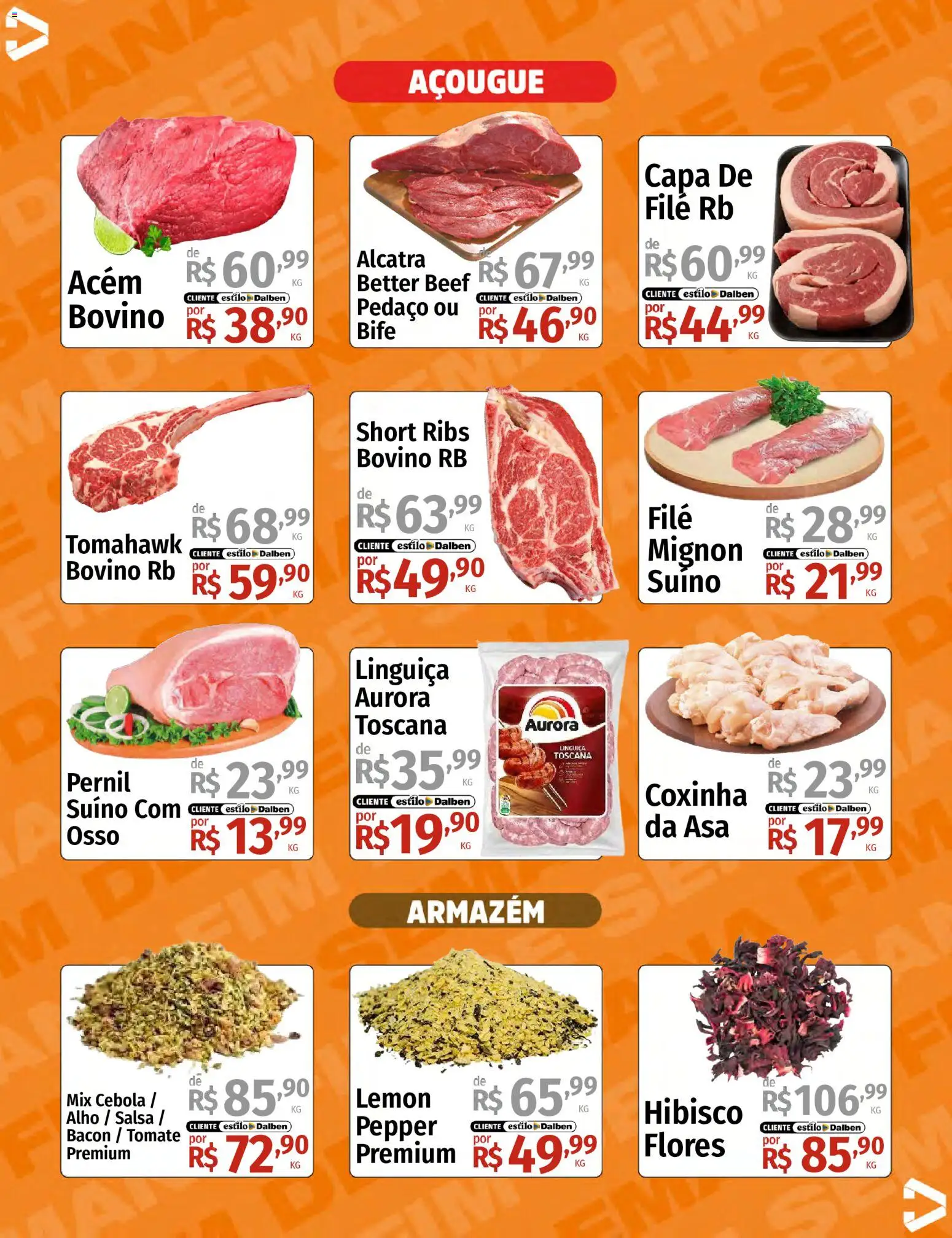 Supermercado Dalben Folheto - válido de 29.05.2026 | Página: 4 | Produtos: Linguiça, Acém, Flores, Pernil