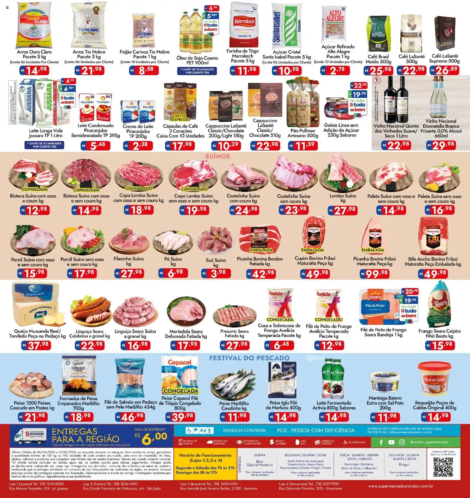 Supermercados Rondon Folheto - válido de 06.05.2026 | Página: 2 | Produtos: Mortadela, Chá, Creme de leite, Mussarela