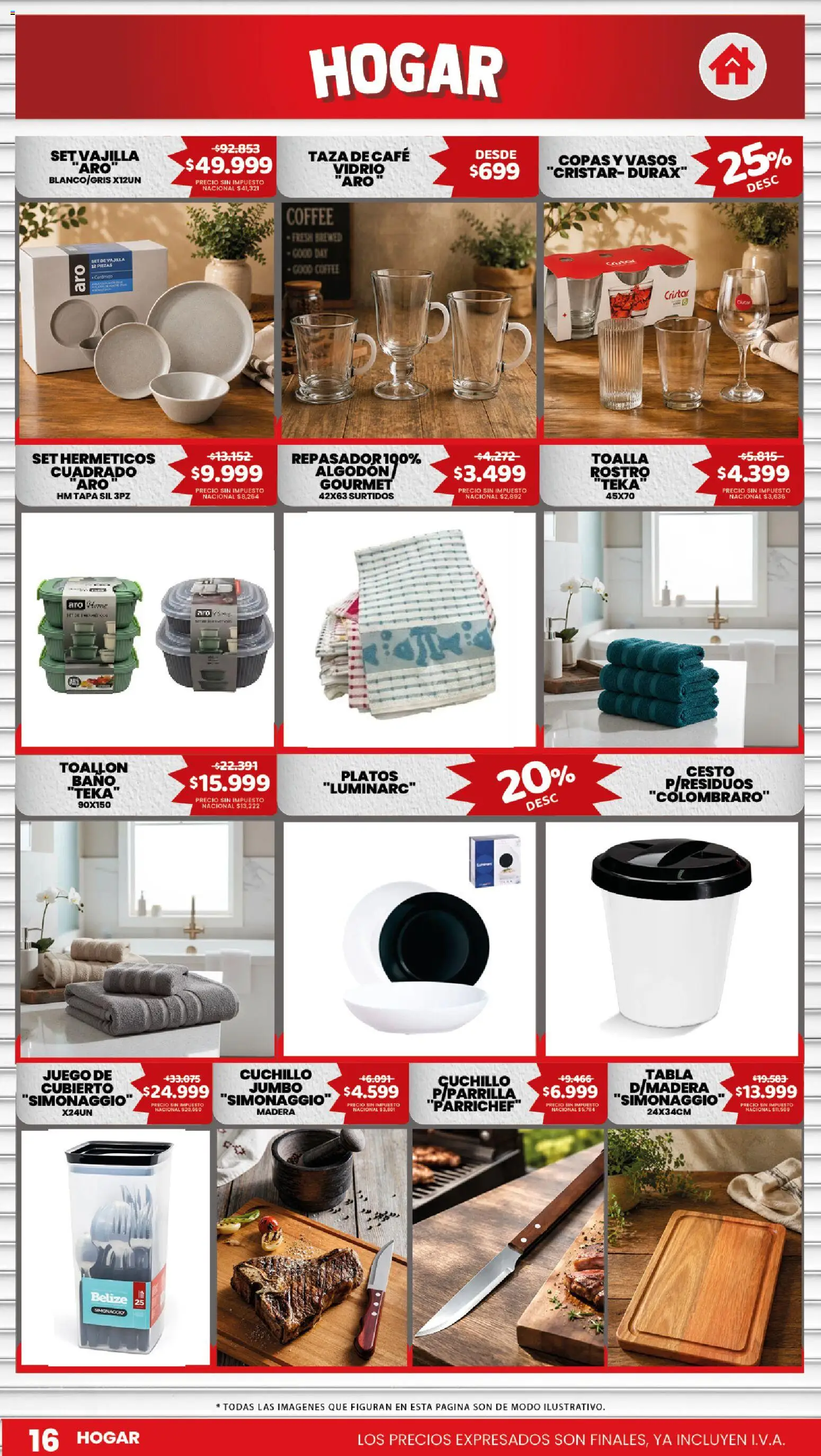 Makro ofertas │ válido desde el 02/07/2026 | Página: 16 | Productos: Toalla, Cuchillo, Café, Vasos