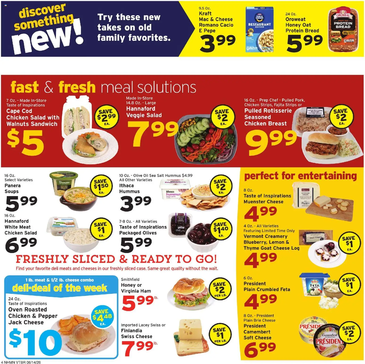 Hannaford Weekly Ad - valid from 14.06.2026 | Page: 4 | Products: Cheese, Oil, Ham, Oven