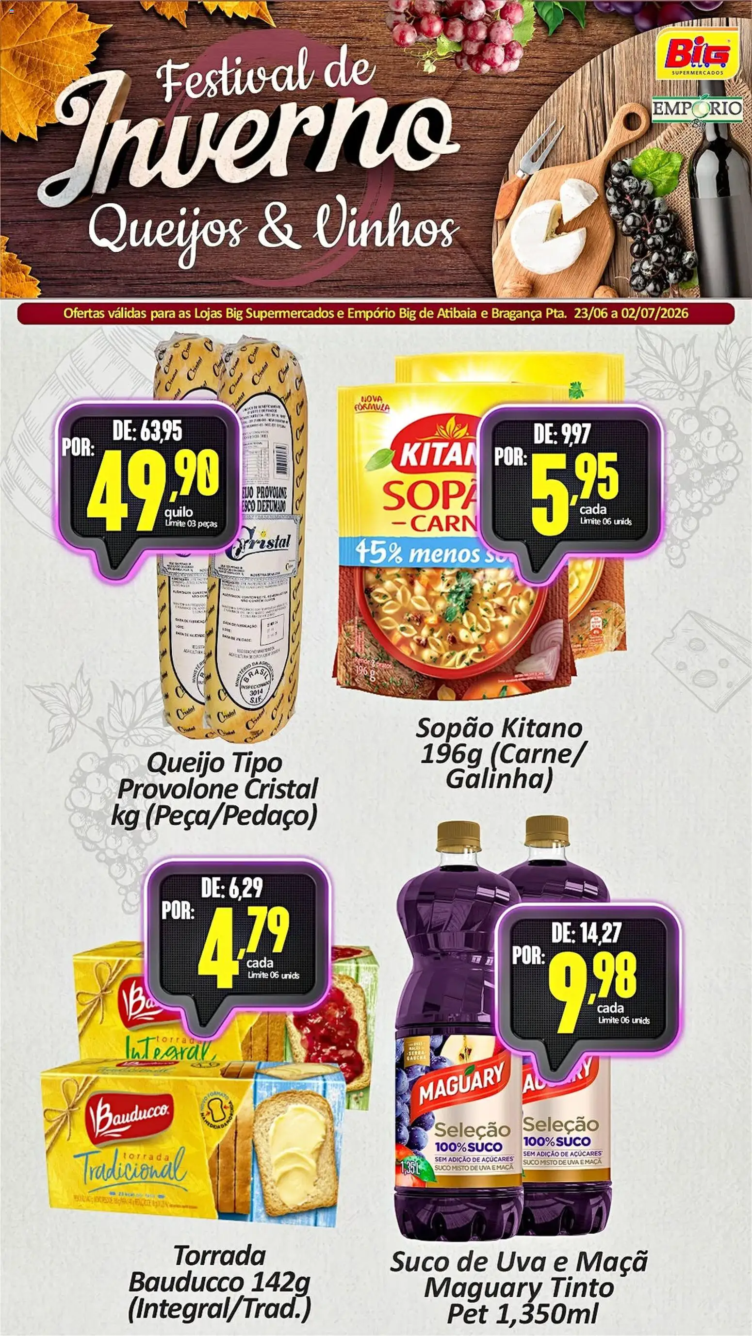 Big Supermercados Folheto - válido de 23/06/2026 | Página: 5 | Produtos: Queijo, Suco, Provolone, Tinta
