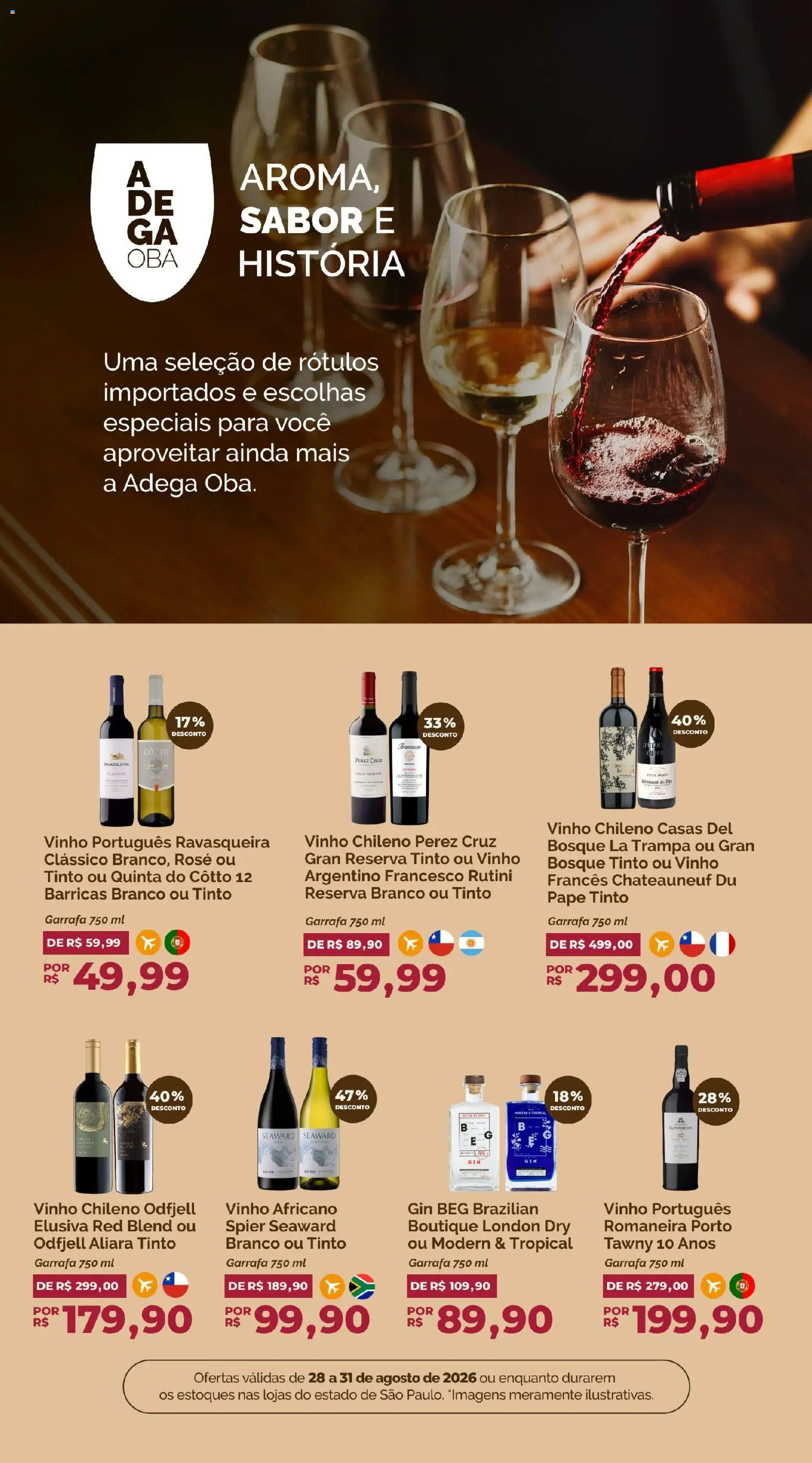 Oba Hortifruti Folheto - válido de 28/08/2026 | Página: 7 | Produtos: Vinho, Gin