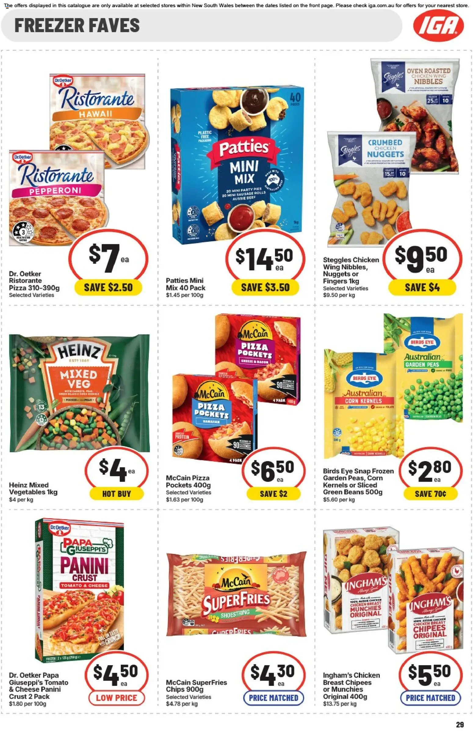 IGA catalogue - valid from 28/07/2026 | Page: 36 | Products: Pizza, Chicken, Chips, Freezer