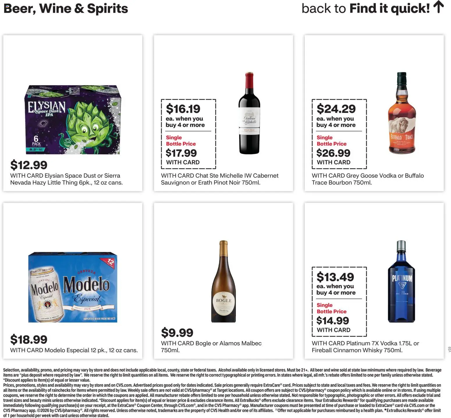 CVS Pharmacy Weekly Ad - WA - valid from 31.05.2026 | Page: 21 | Products: Wine, Beer, Bourbon, Vodka