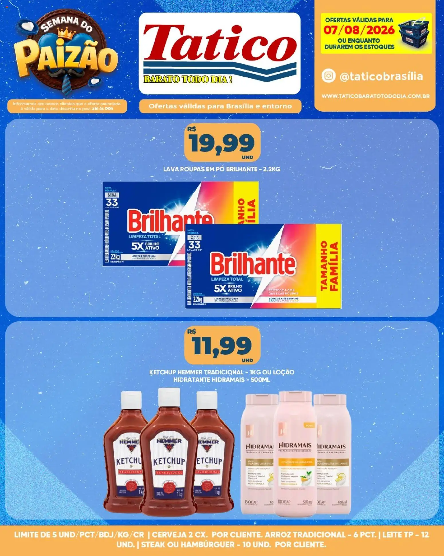 Tatico Folheto - válido de 07/08/2026 | Página: 10 | Produtos: Leite, Cerveja, Ketchup, Hambúrguer