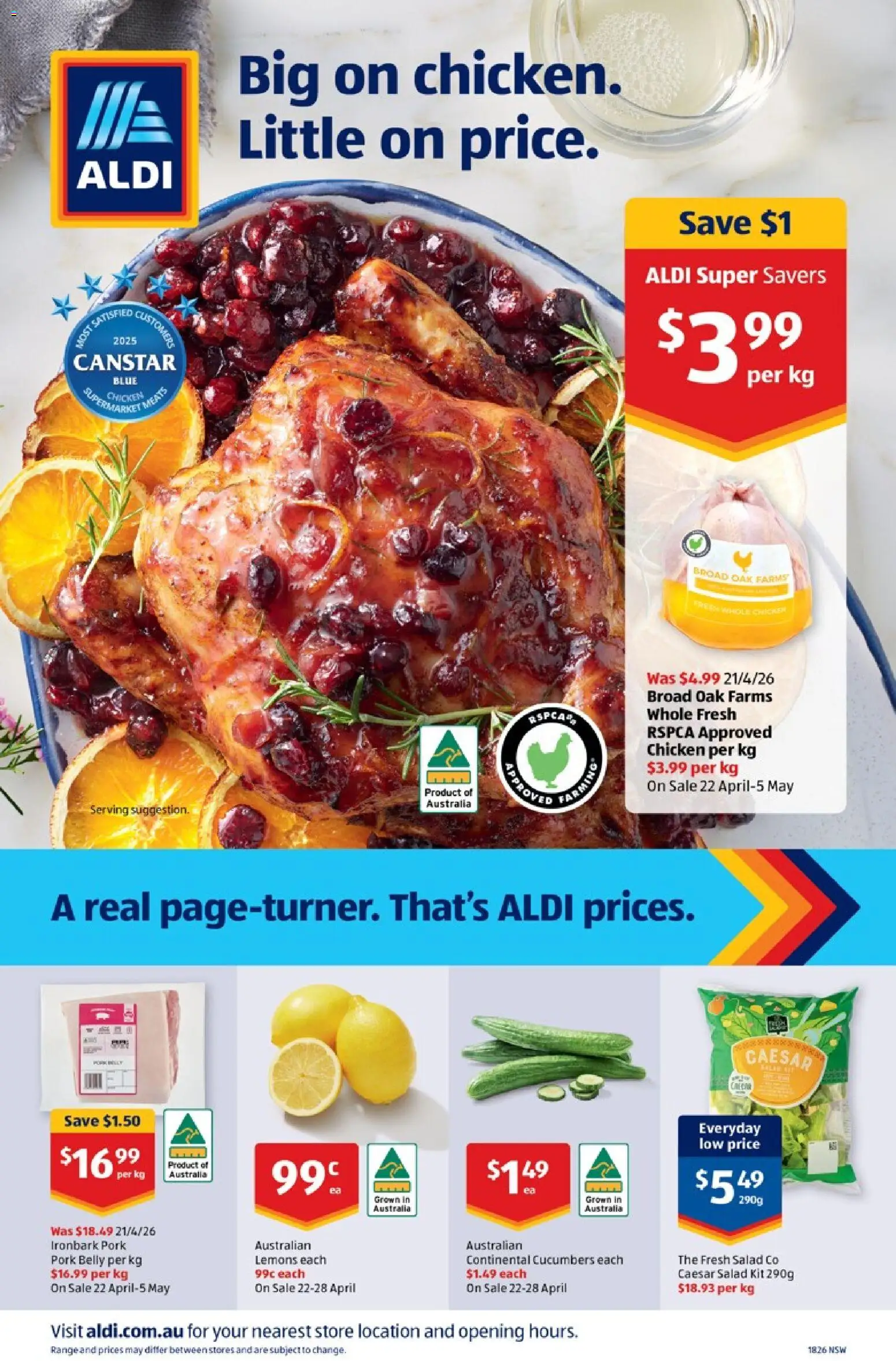 Aldi catalogue - valid from 29.04.2026 | Page: 24 | Products: Chicken, Pork, Cucumbers, Salad