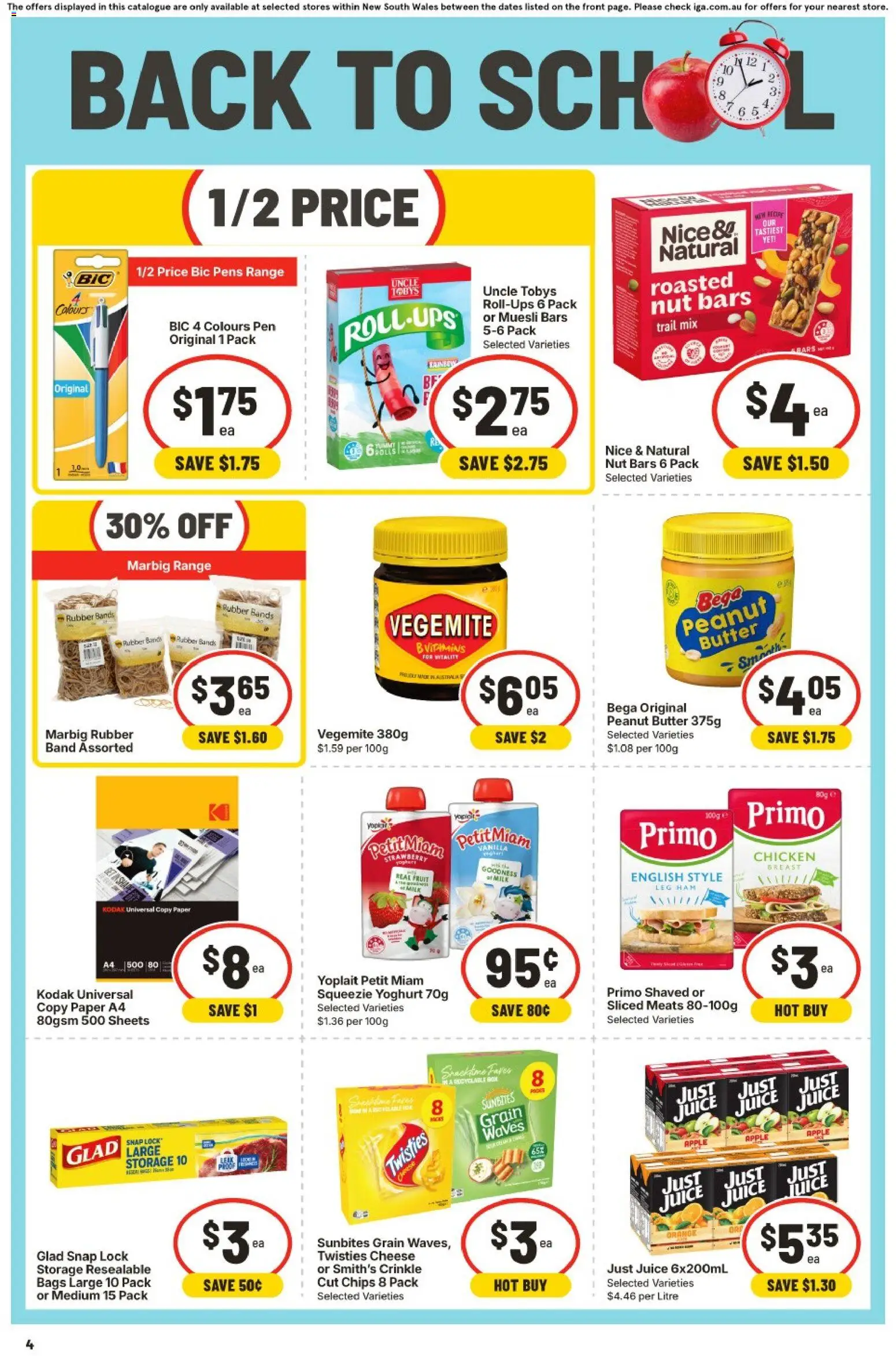 IGA catalogue - valid from 08/07/2026 | Page: 4 | Products: Box, Milk, Chicken, Vegemite