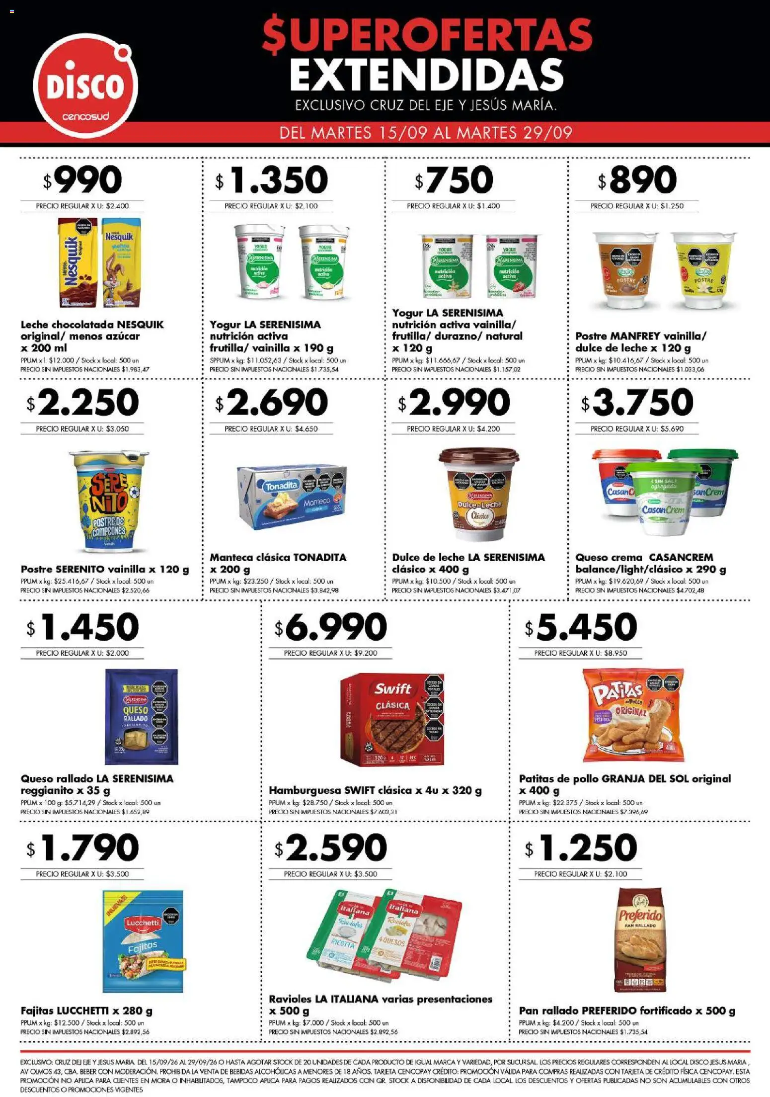 Disco - Superofertas extendidas - Cruz del Eje y Jesus Maria │ válido desde el 15/09/2026 | Página: 3 | Productos: Vainilla, Pollo, Pan rallado, Crema