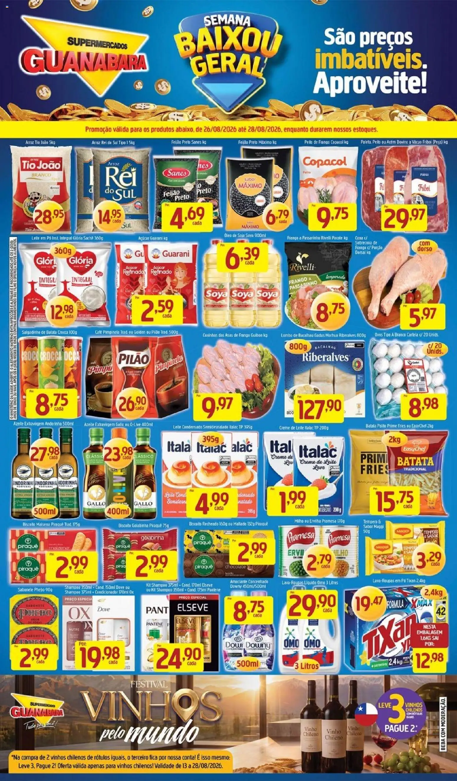 Supermercados Guanabara Folheto - válido de 26/08/2026 | Página: 16 | Produtos: Acém, Café, Chocolate, Leite em pó