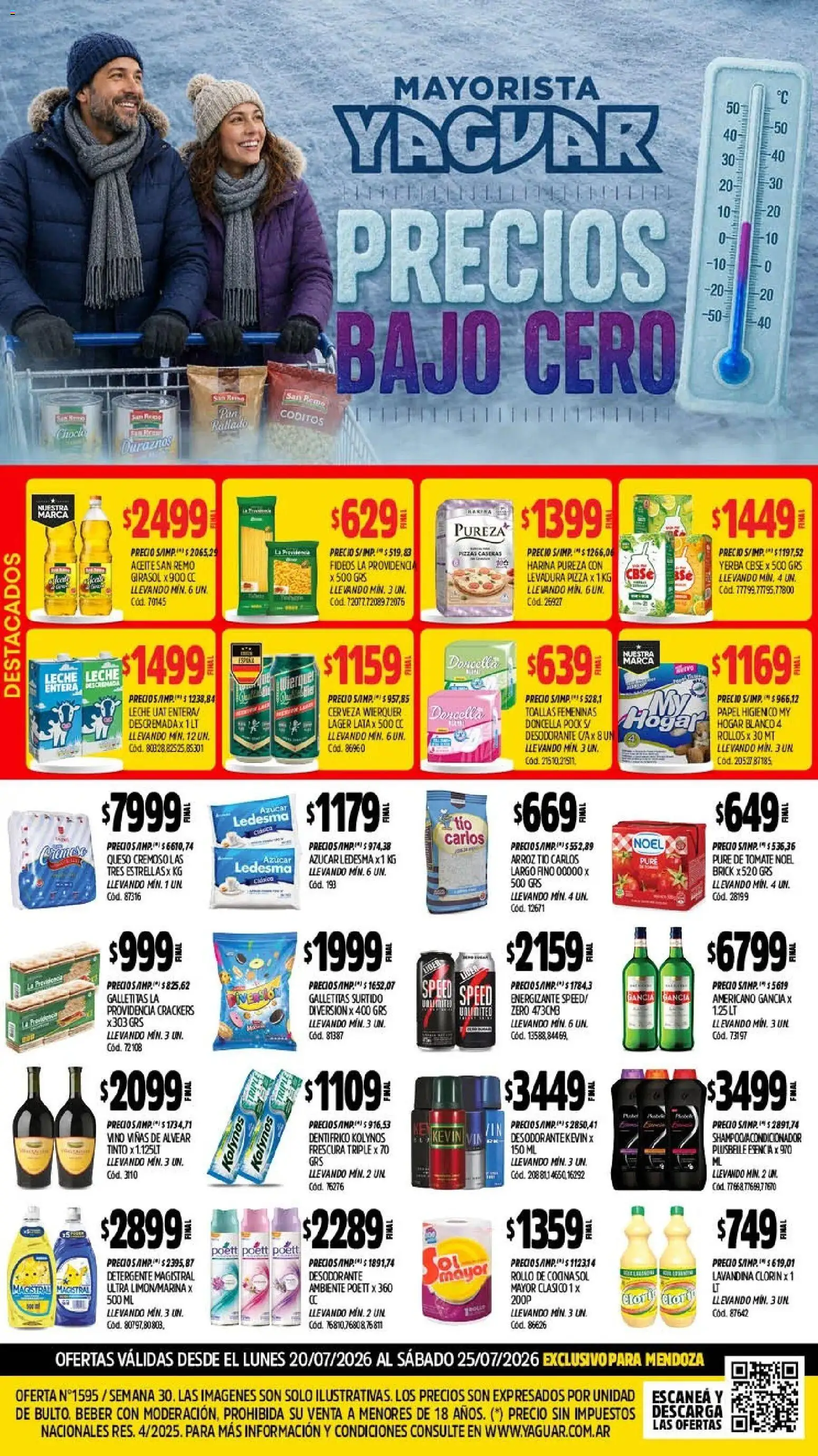 Yaguar - Oferta Semanal Mendoza │ válido desde el 20/07/2026 | Página: 1 | Productos: Papel higiénico, Desodorante, Detergente, Leche