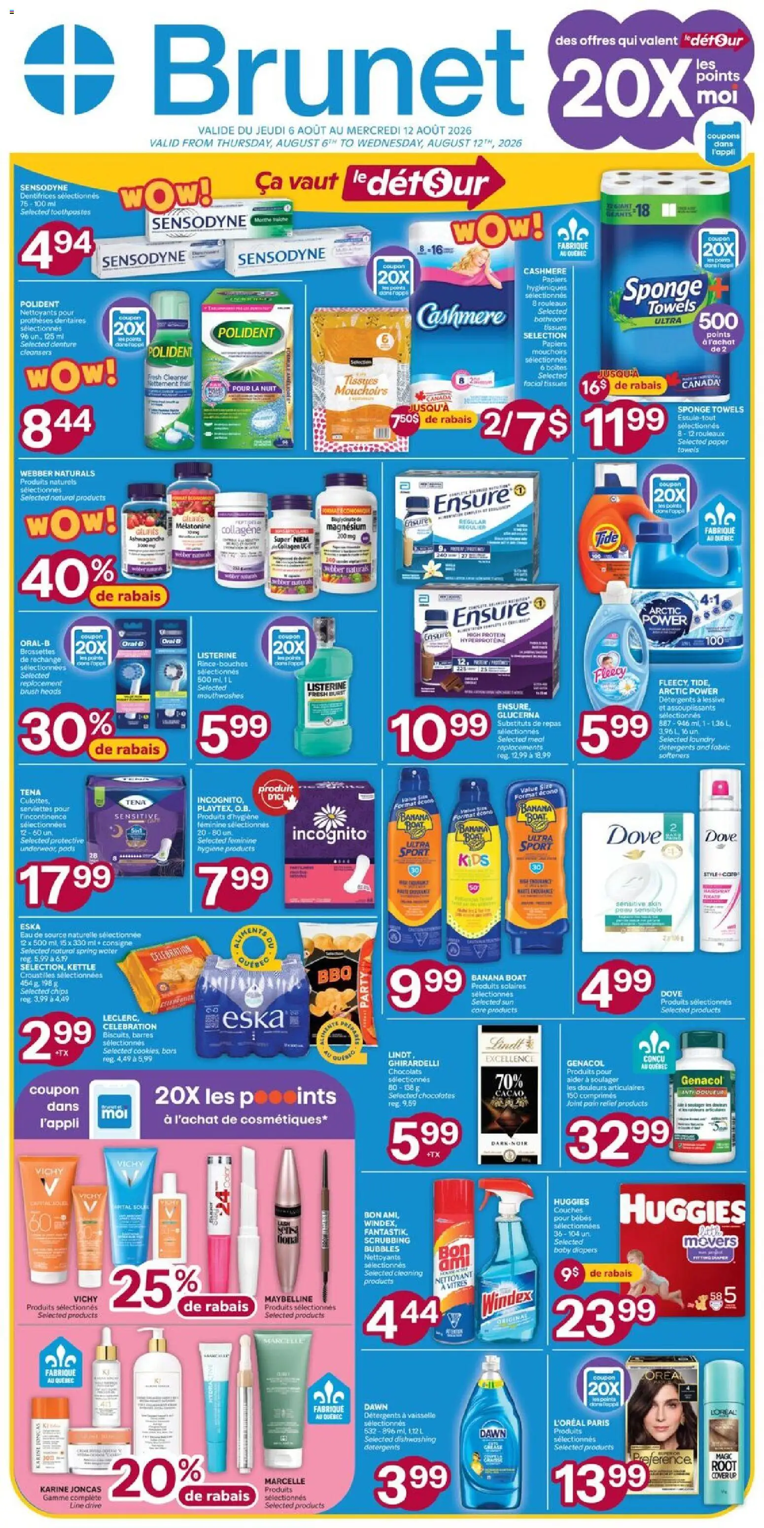 Brunet flyer valid from Aug 6, 2026 | Page: 1 | Products: Chips, Kettle, Brush, Sponge