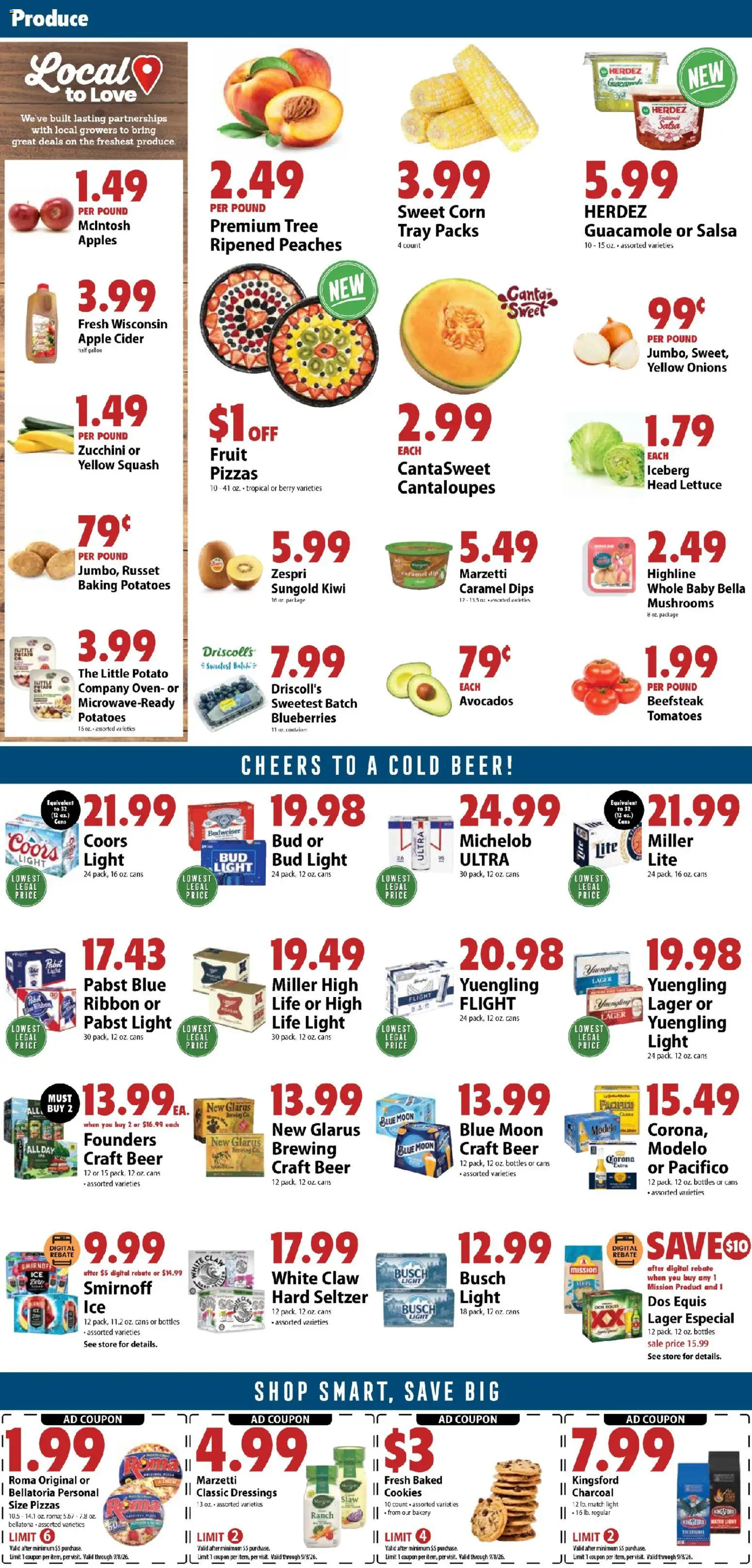 Festival Foods Weekly Ad - valid from 09/02/2026 | Page: 2 | Products: Corn, Squash, Mushrooms, Tomatoes