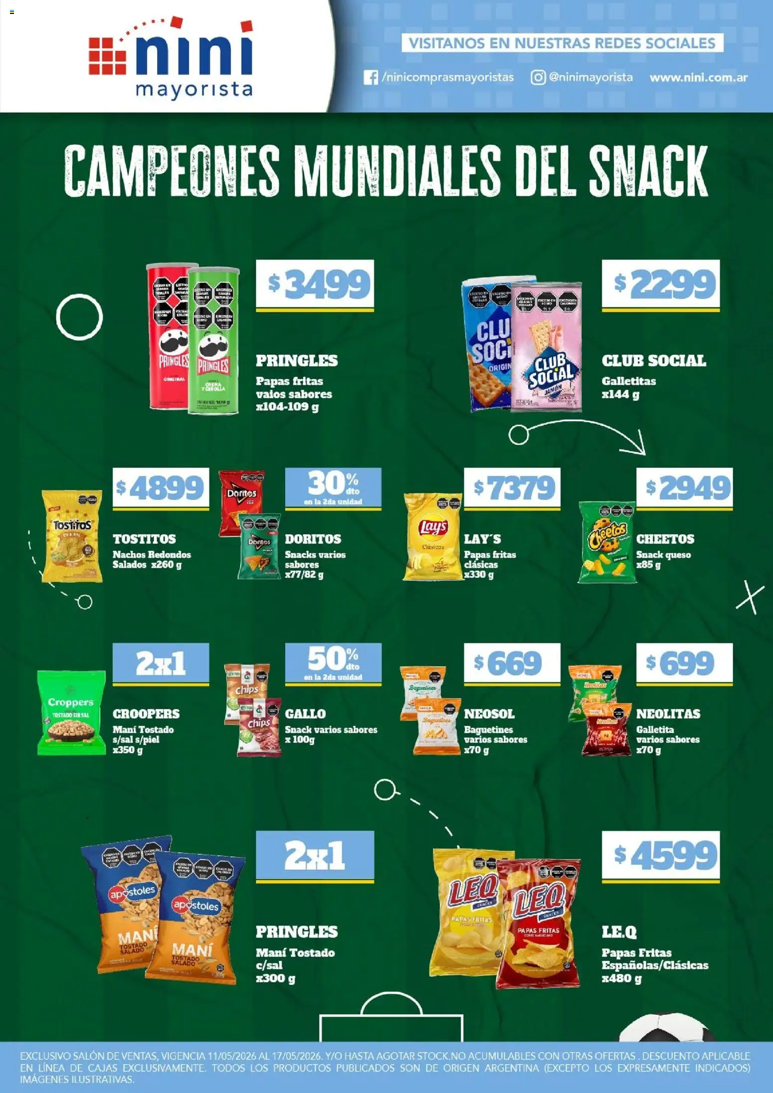 NINI Mayorista ofertas │ válido desde el 11.05.2026 | Página: 21 | Productos: Galletitas, Sal, Jamón, Papas fritas