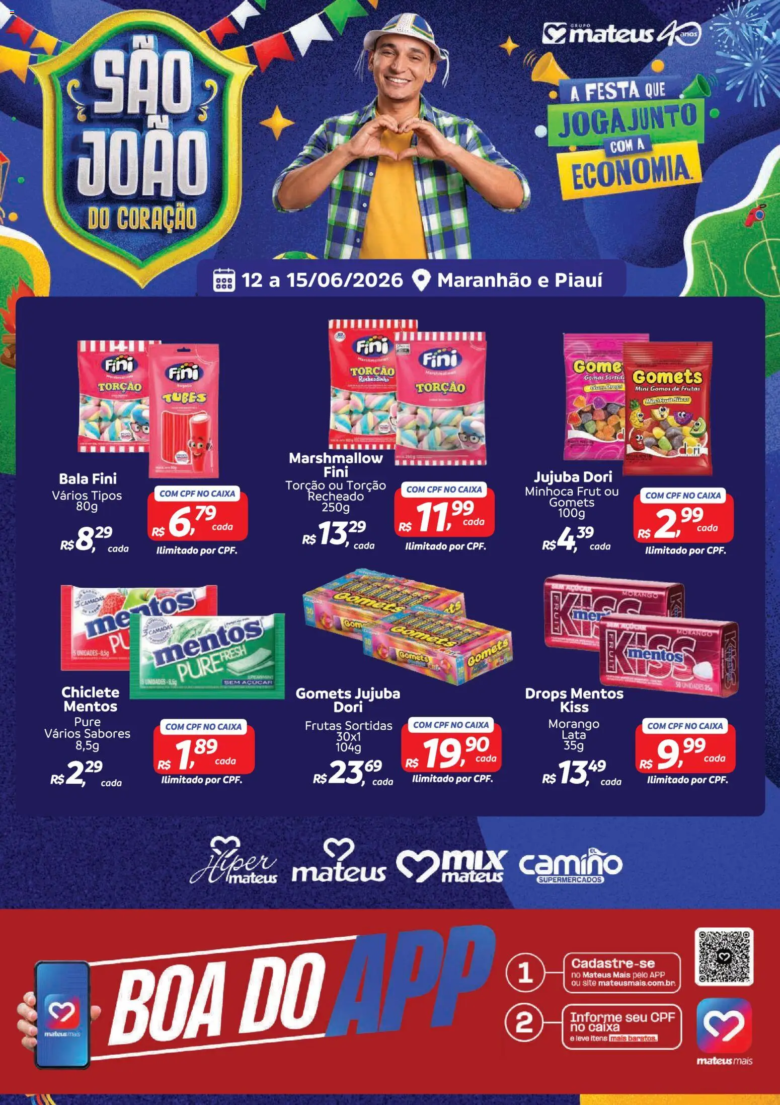 Mateus Folheto - válido de 12.06.2026 | Página: 1 | Produtos: Caixa, Açúcar, Bala, Chiclete
